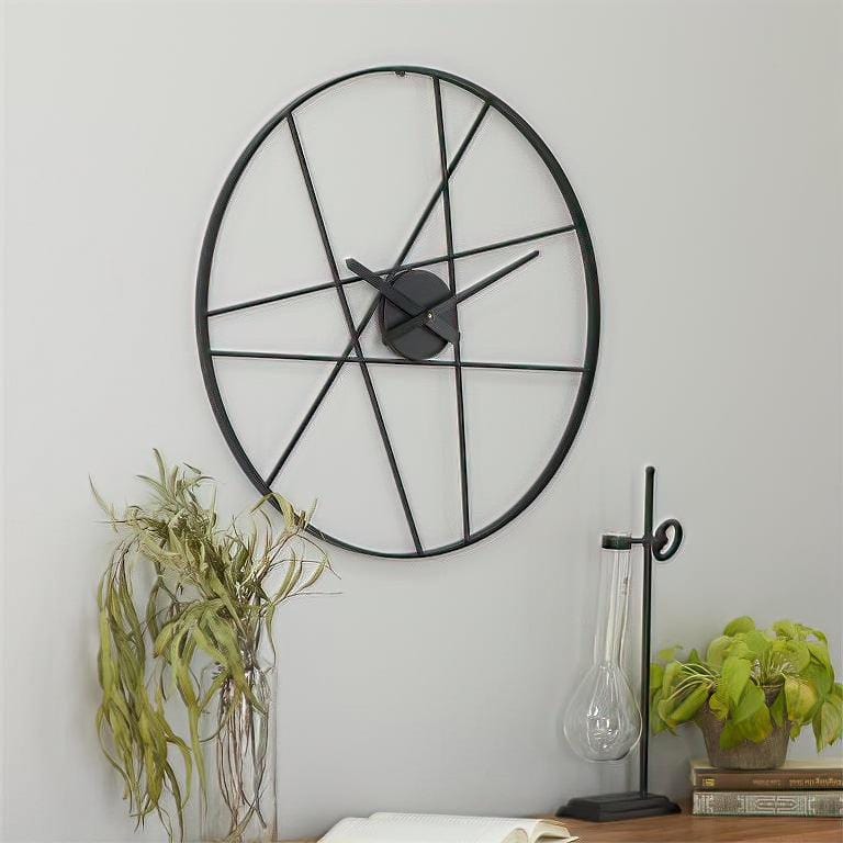 24" Oversized Black Wall Clock Elevate Home Decor - Wall Clocks