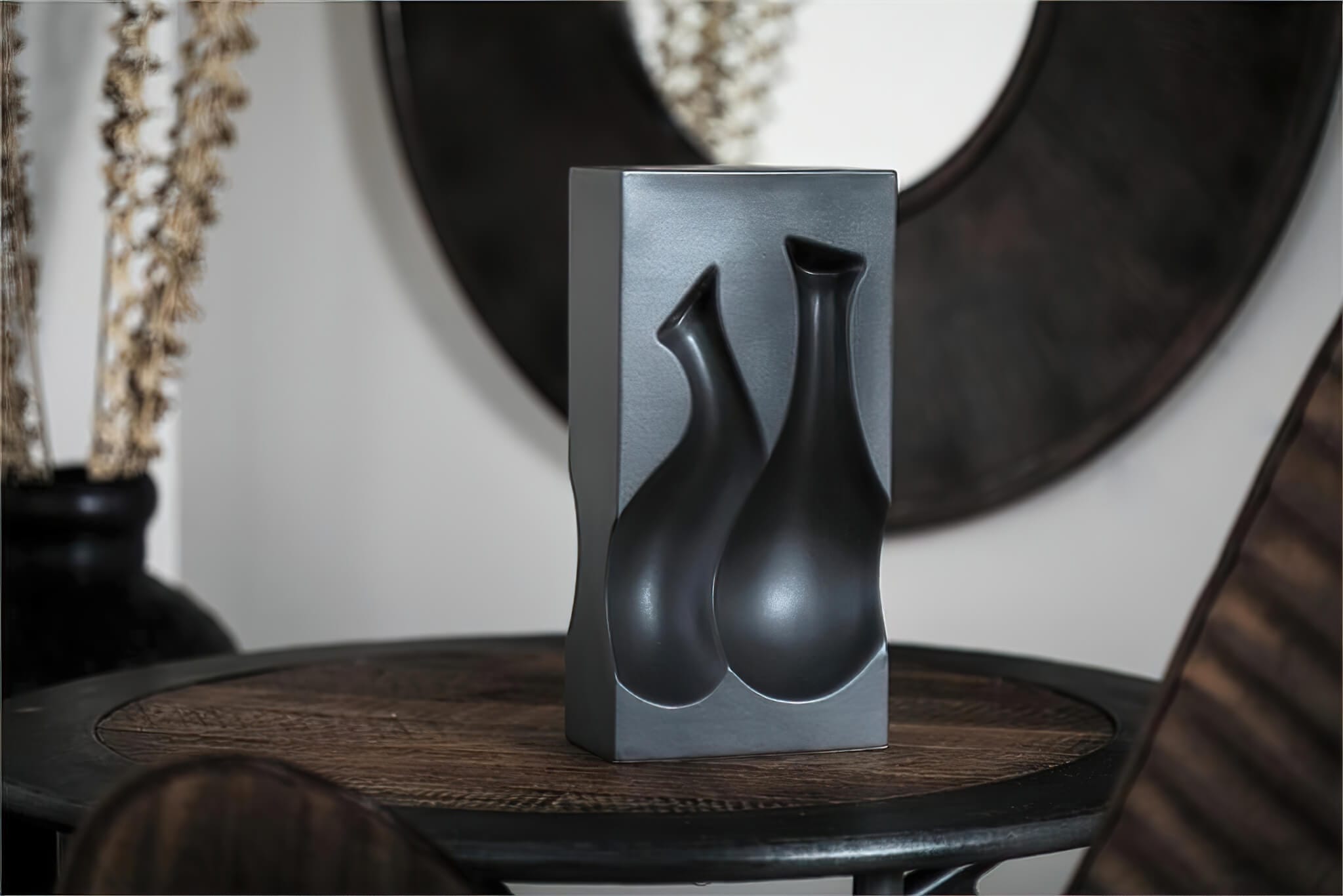 Ceramic Charcoal Black Vase Elevate Home Decor - Vases