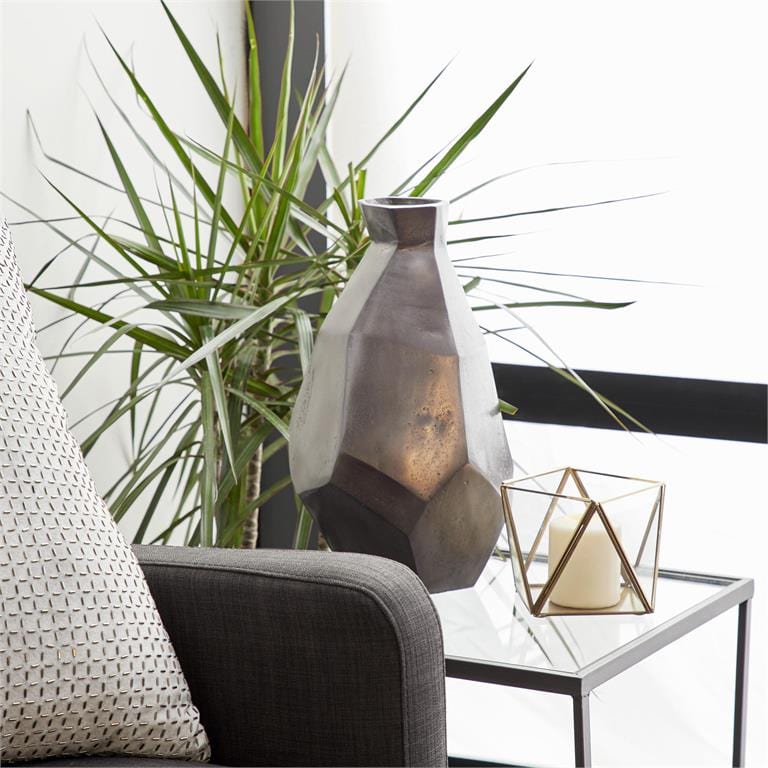 Graphite Gray Aluminum Metal Vase Elevate Home Decor - Vases