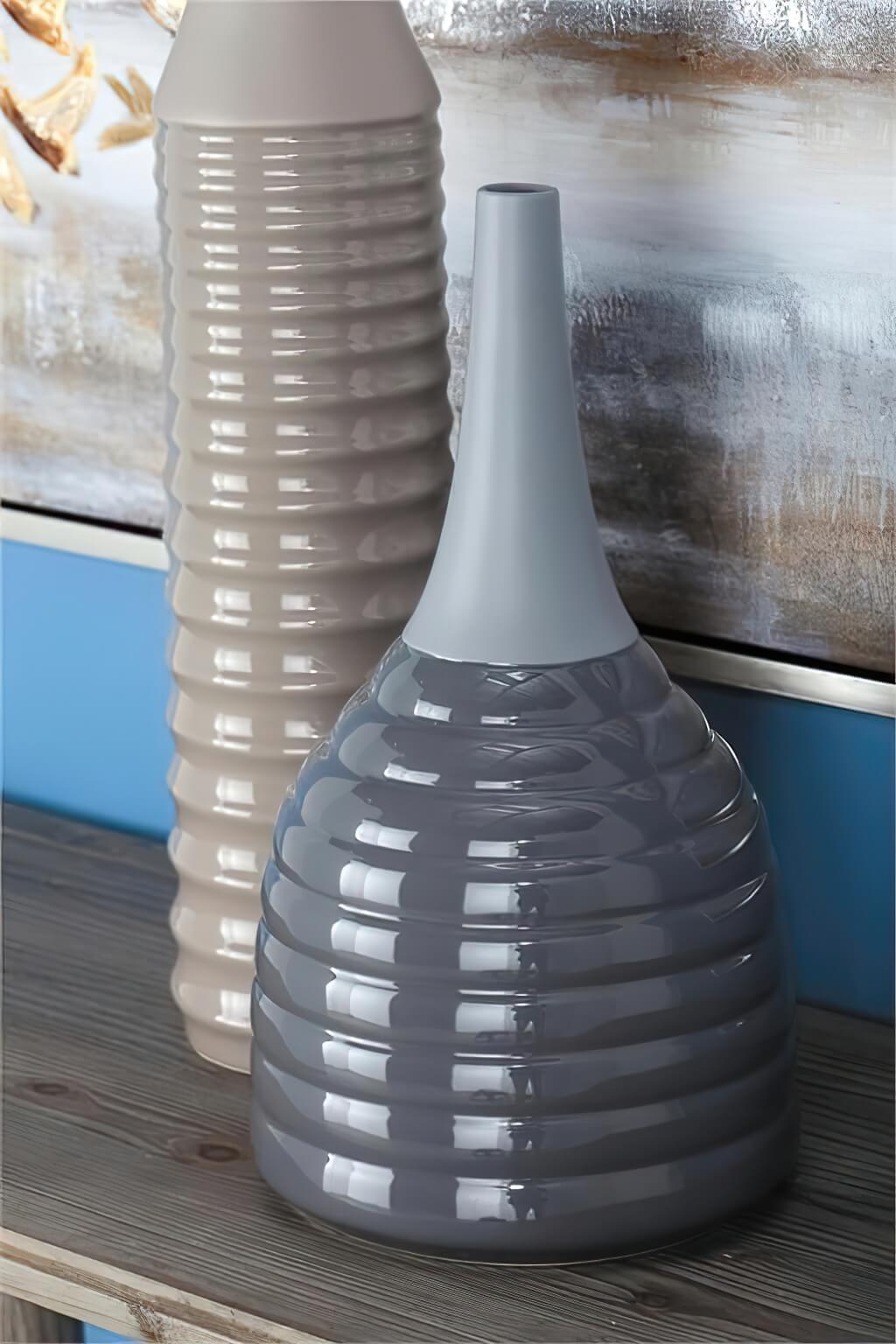 Tall Ceramic Floor Vase - Gray Elevate Home Decor - Vases
