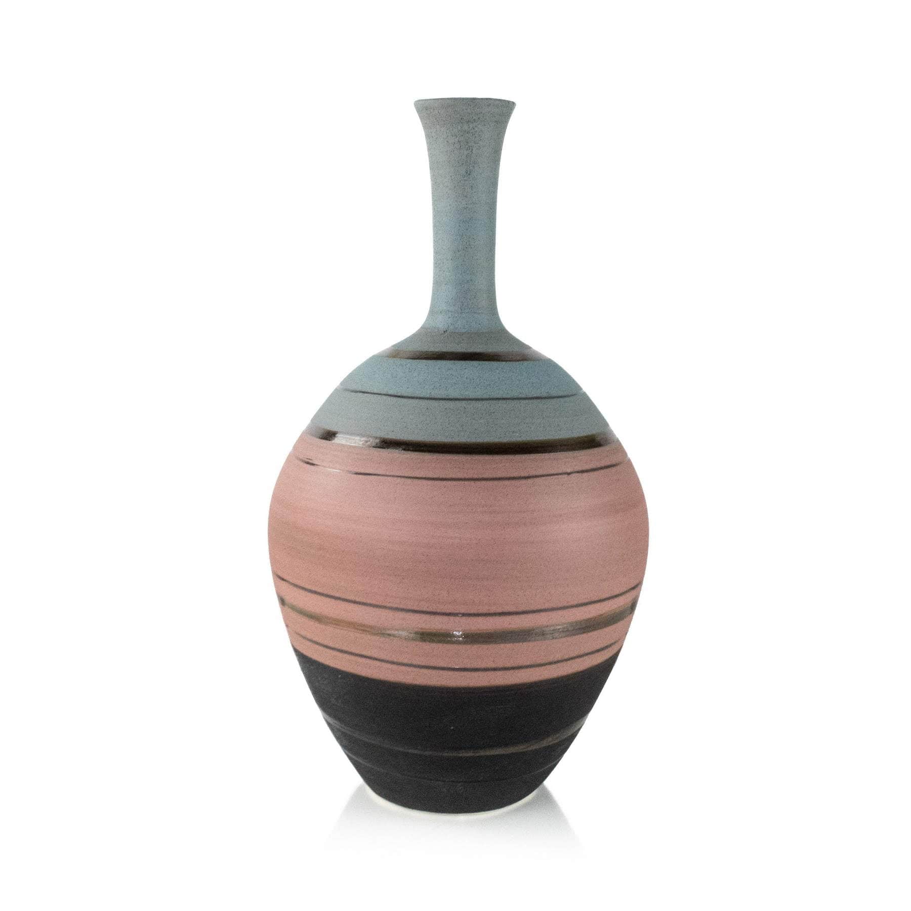 Tall Pink & Blue Ceramic Floor Vase Elevate Home Decor - Vases