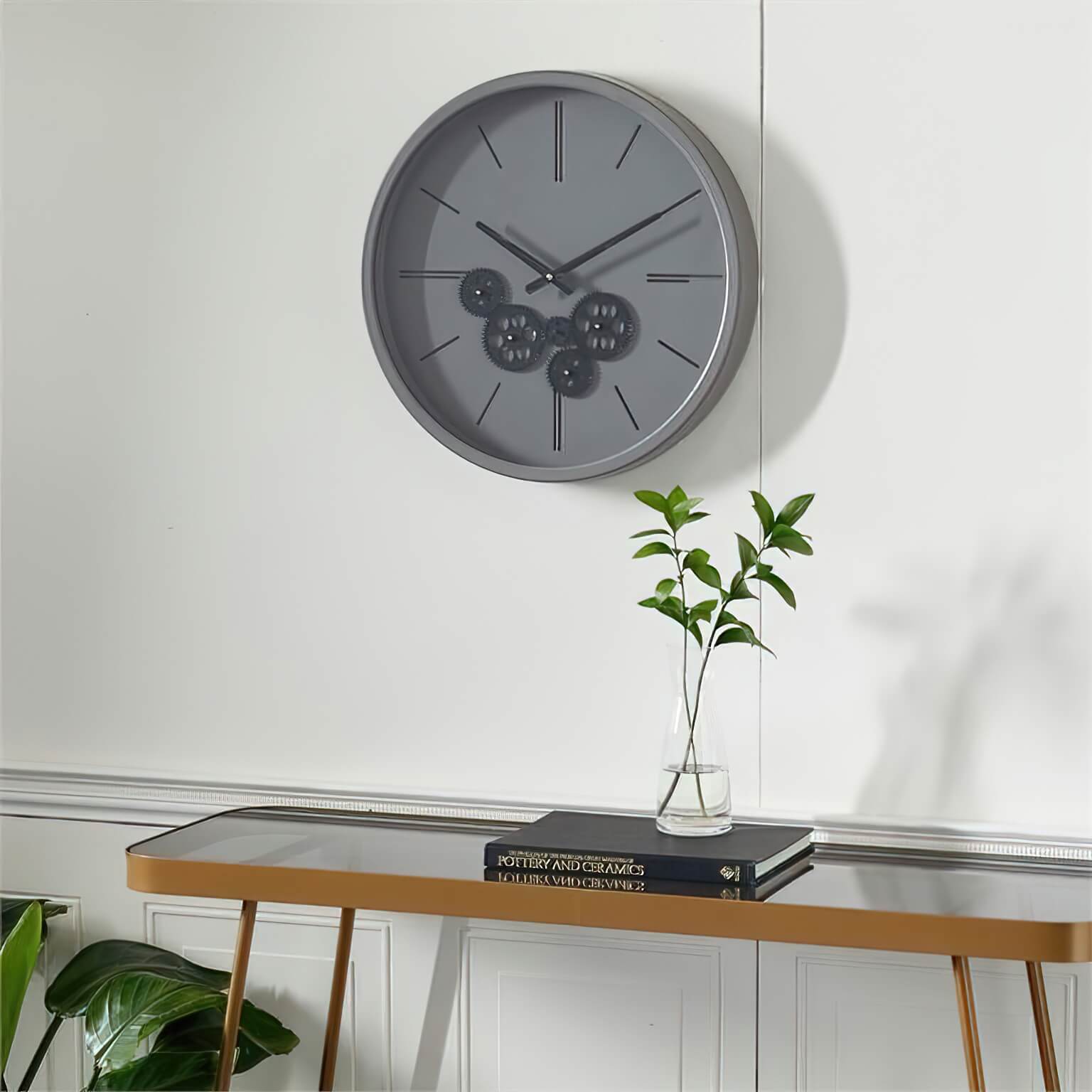 Working Gears Gray Metal Wall Clock Elevate Home Decor - Wall Clocks