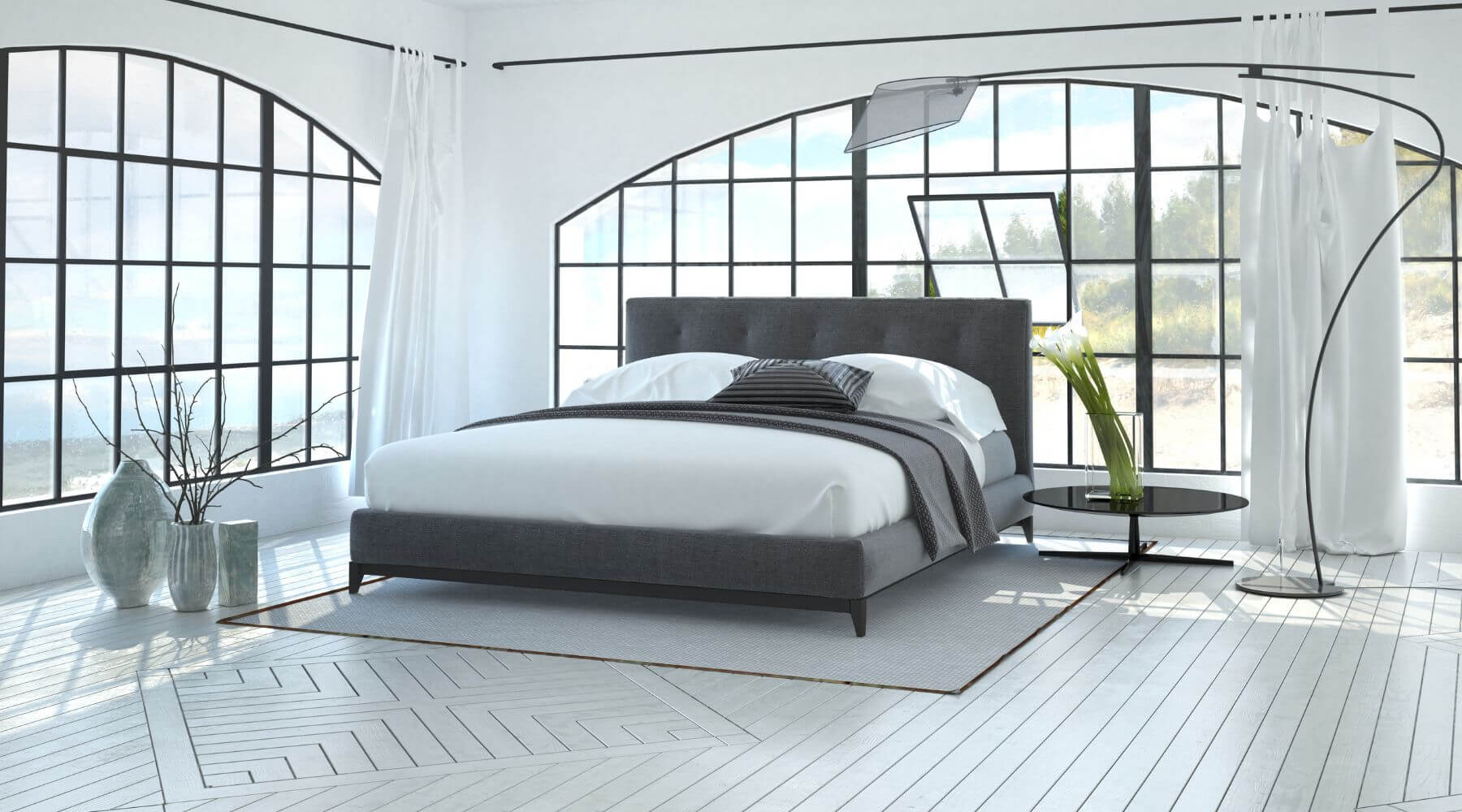 Gray Bedroom in Minimal Style