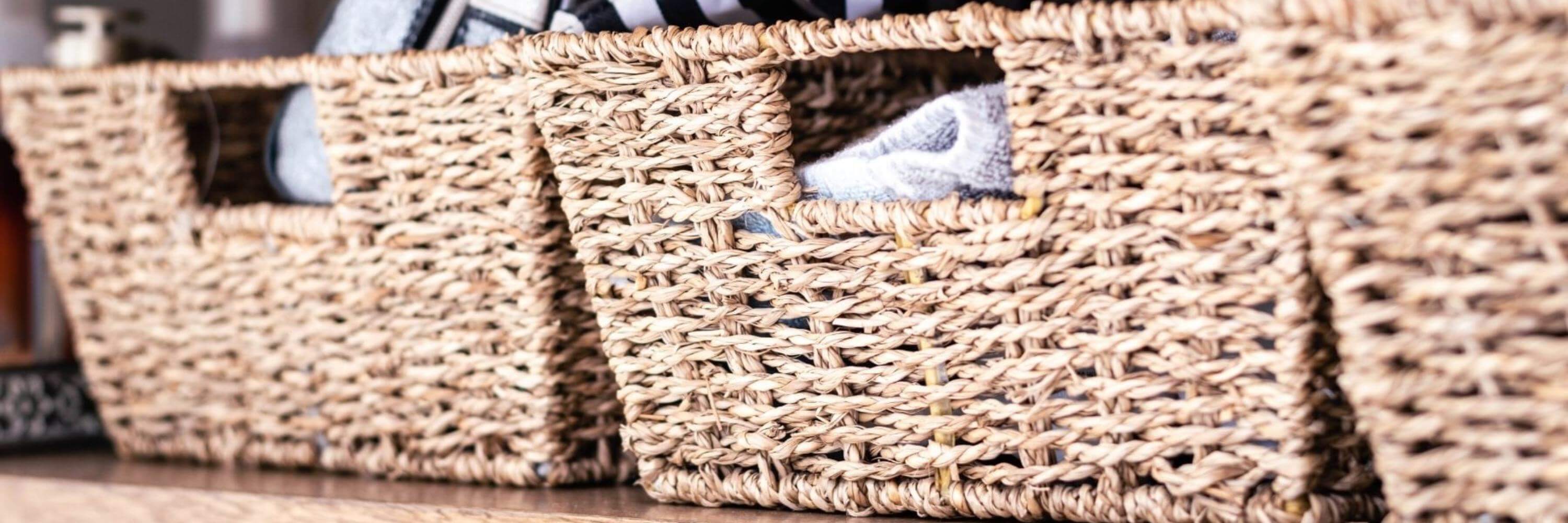 Three woven baskets as a storage solution