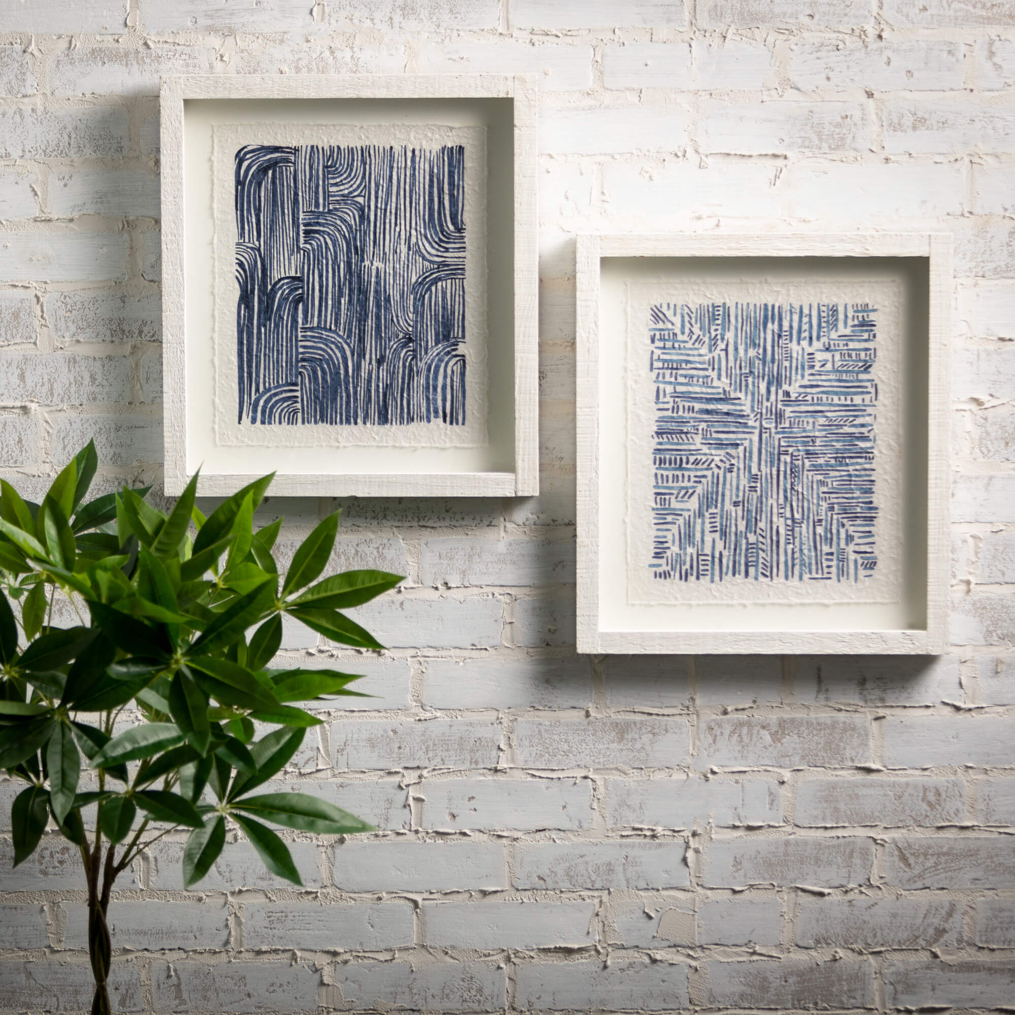 Blue and White Patterned Wall Art Set Elevate Home Decor - Wall Decor