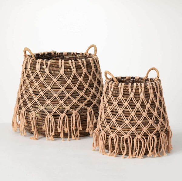 Boho Basket With Macrame Set
