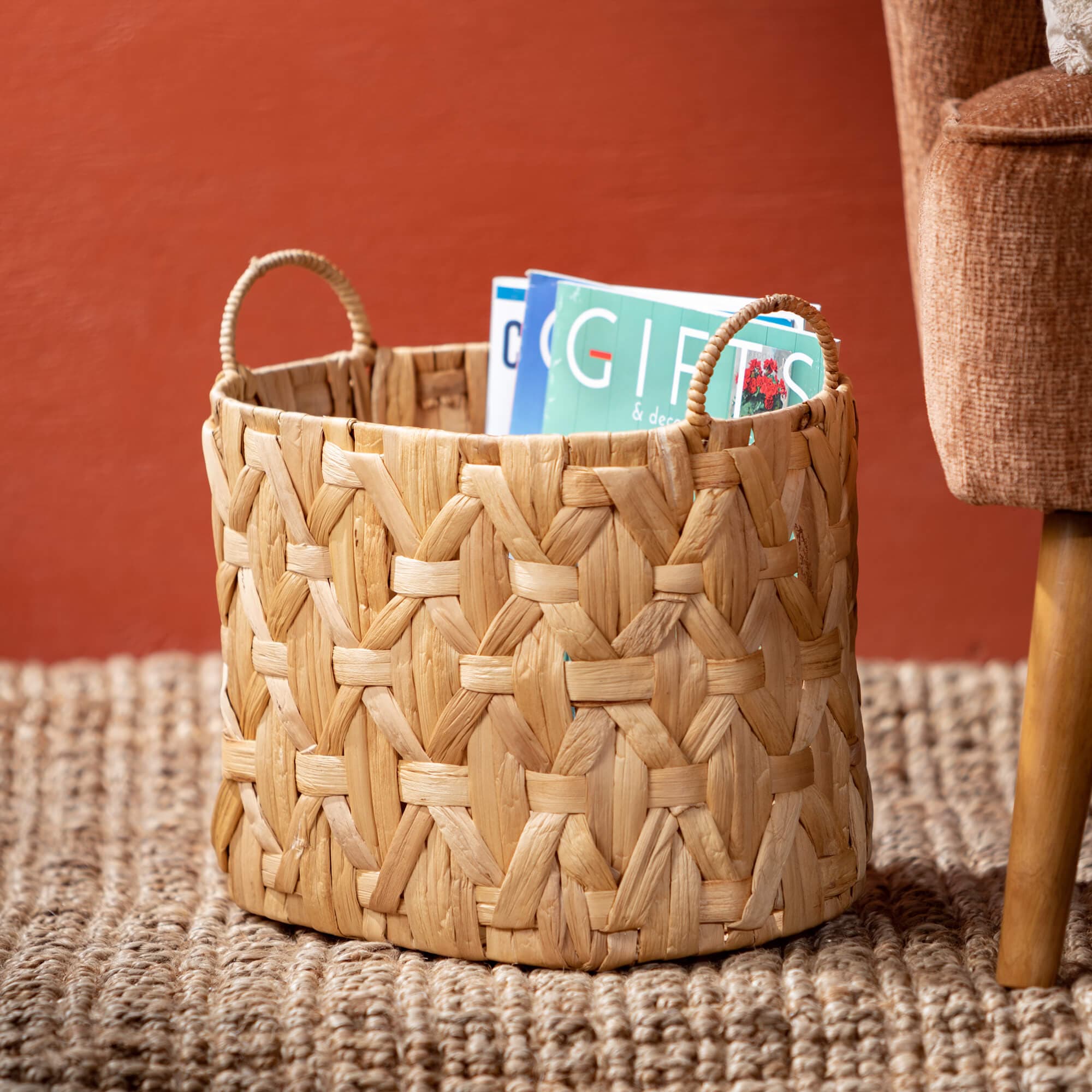 Braided Wicker Basket with Handle Trio Elevate Home Decor - Baskets