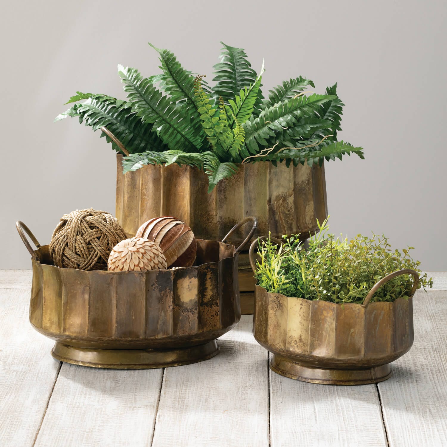 Bronze Metal Bowls Set Elevate Home Decor - Pots & Planters