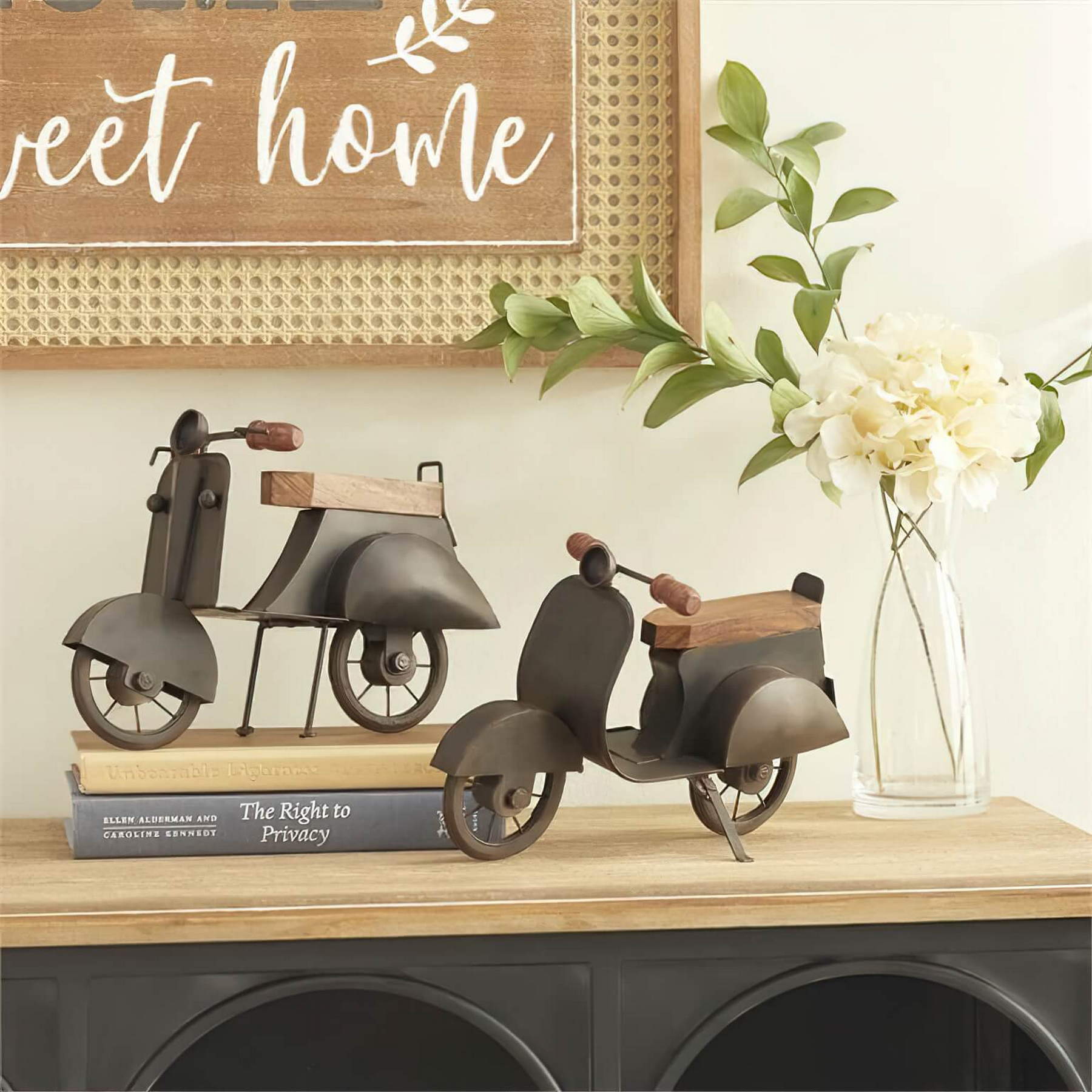 Brown Metal Scooters Elevate Home Decor - Sculptures & Statues
