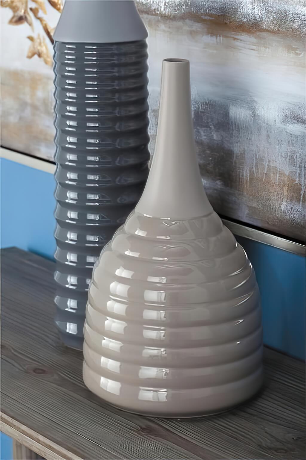Brown Tall Ceramic Round Vase Elevate Home Decor - Vases