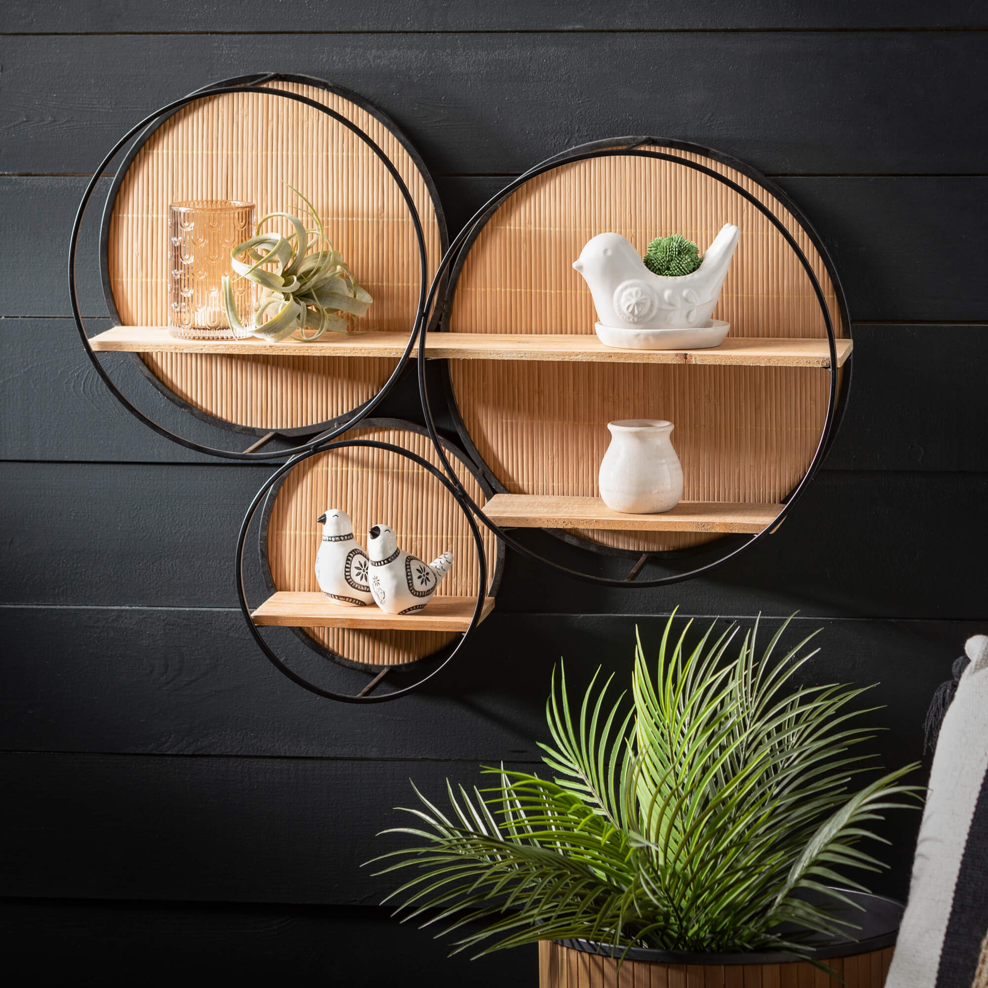 Circular Wood Tiered Shelving Unit Elevate Home Decor - Wall Decor