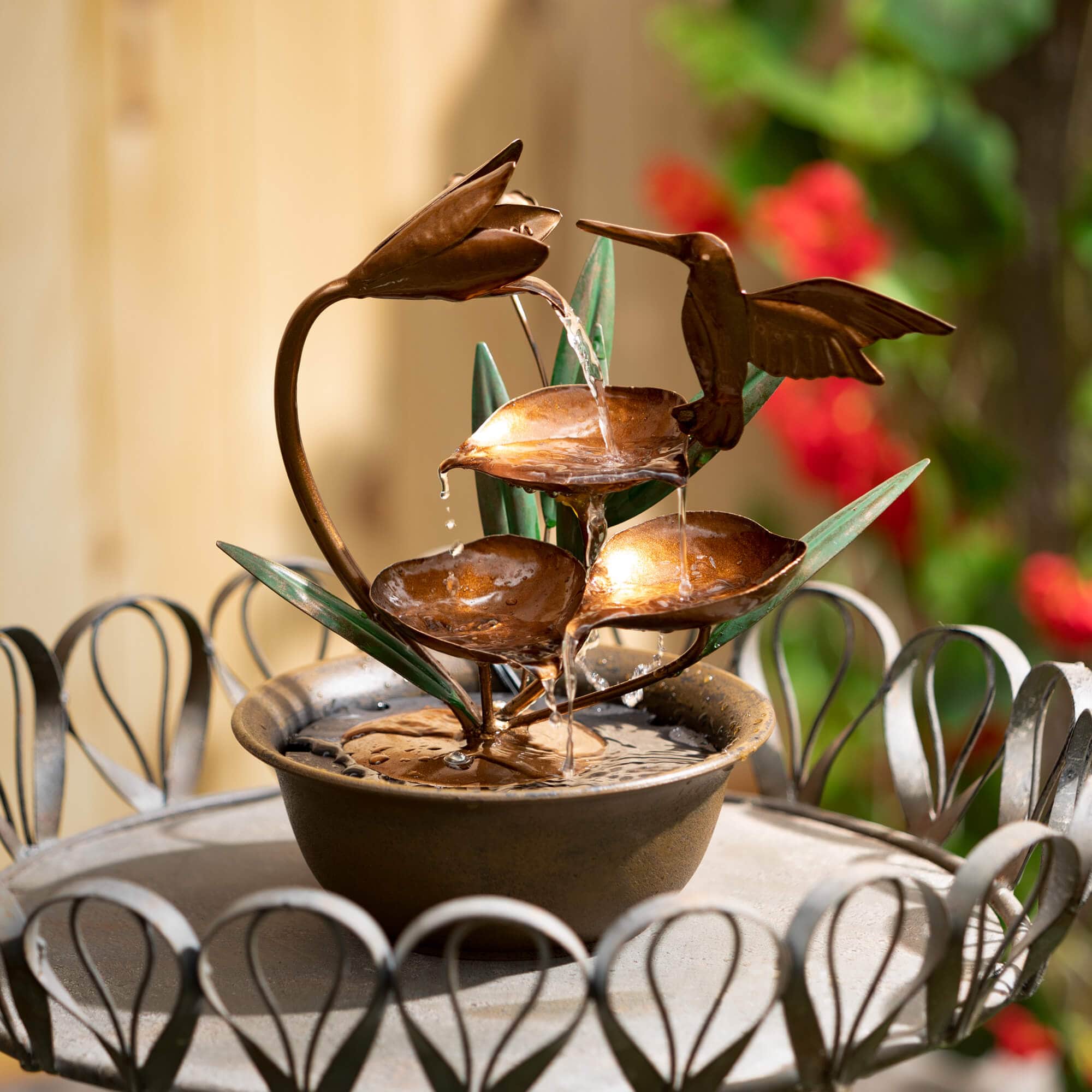 Copper Hummingbird Fountain Elevate Home Decor - Fountain