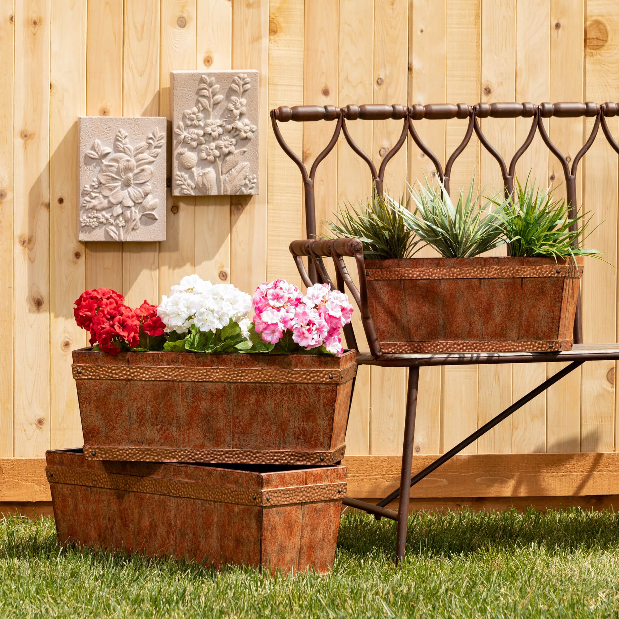 Copper Trim Planter Box Set Elevate Home Decor - Outdoors