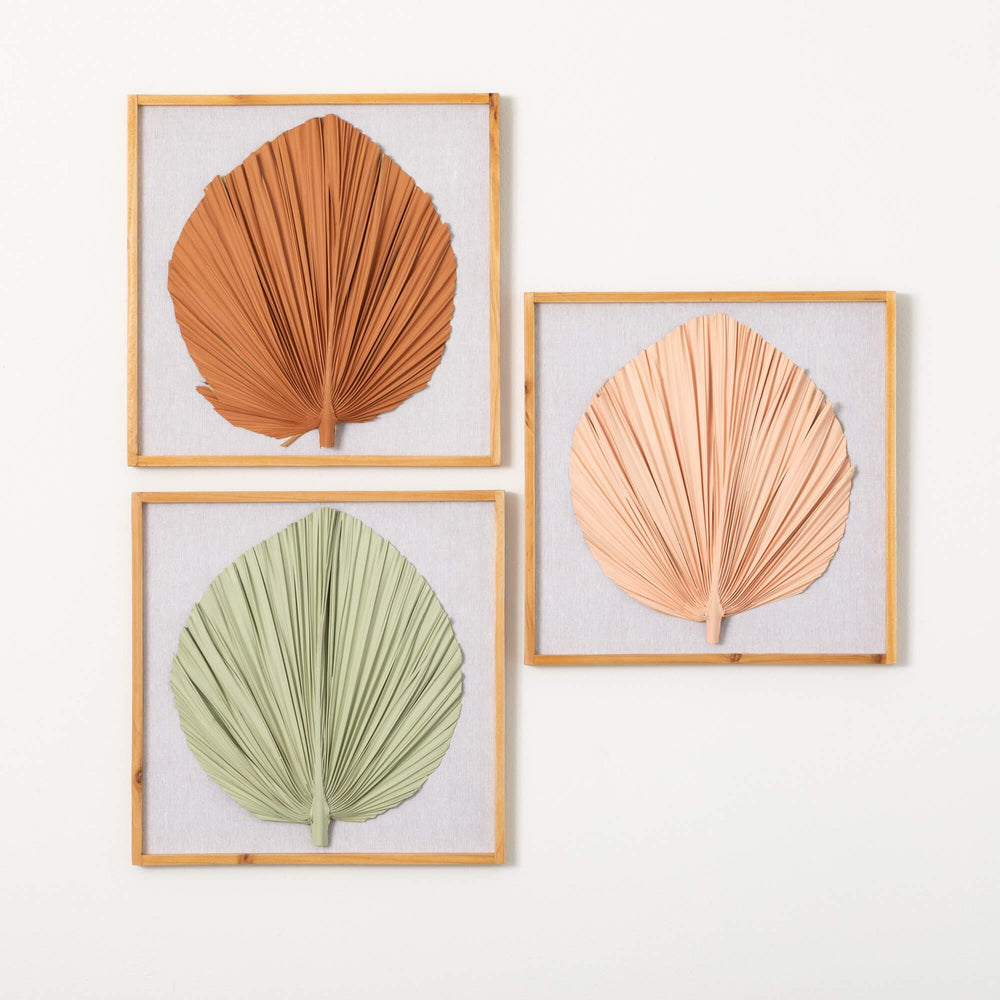 Dried Palm Leaf 3d Wall Decor Art Trio

