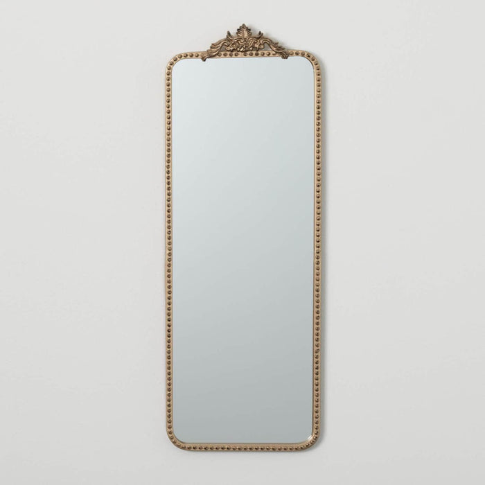Elongated Gold-Trimmed Wall Mirror
