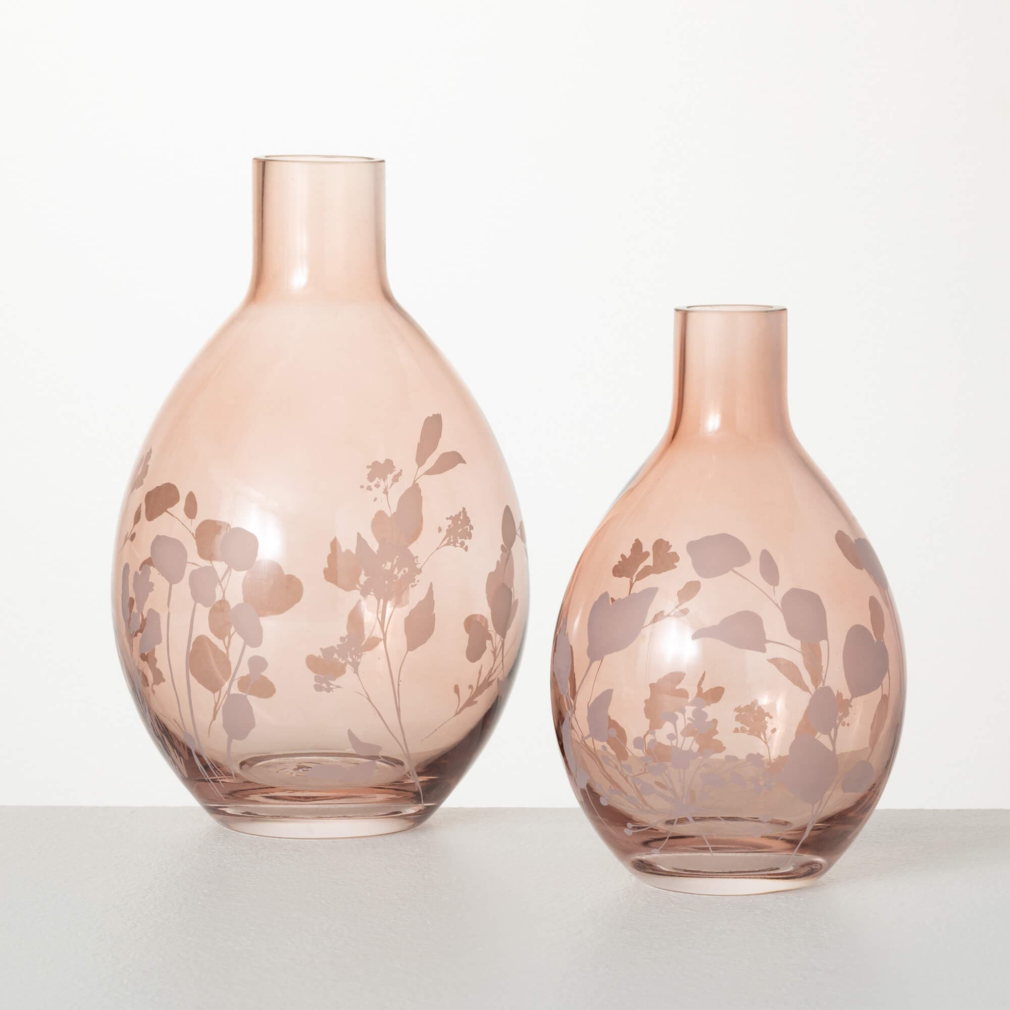 Etched Pink Glass Vases Elevate Home Decor - Vases