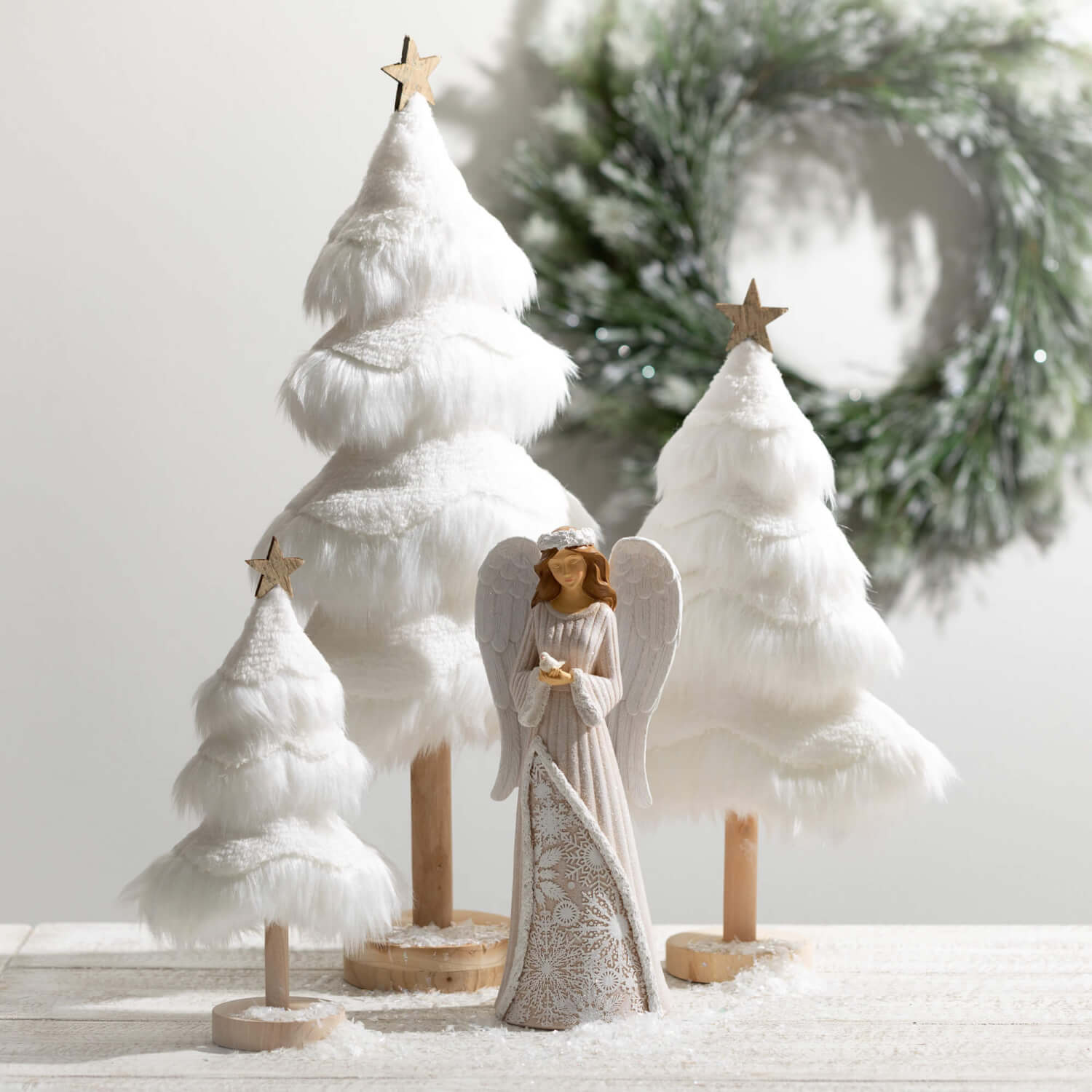 Faux Fur Christmas Tree Set Elevate Home Decor - Figurines