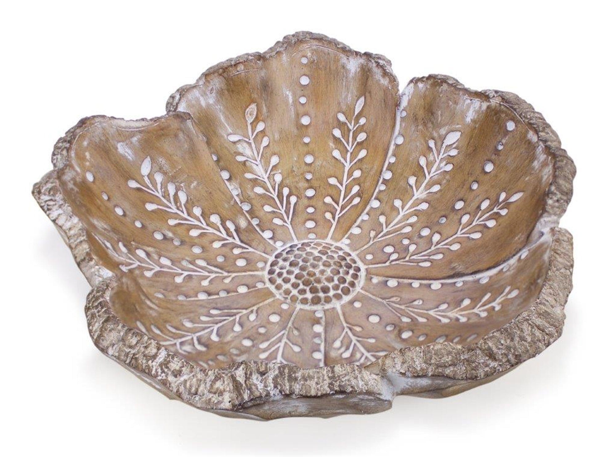 Flower Design Carved Bowl Melrose - Bowls