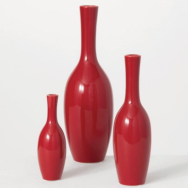 Glazed Ceramic Red Vases

