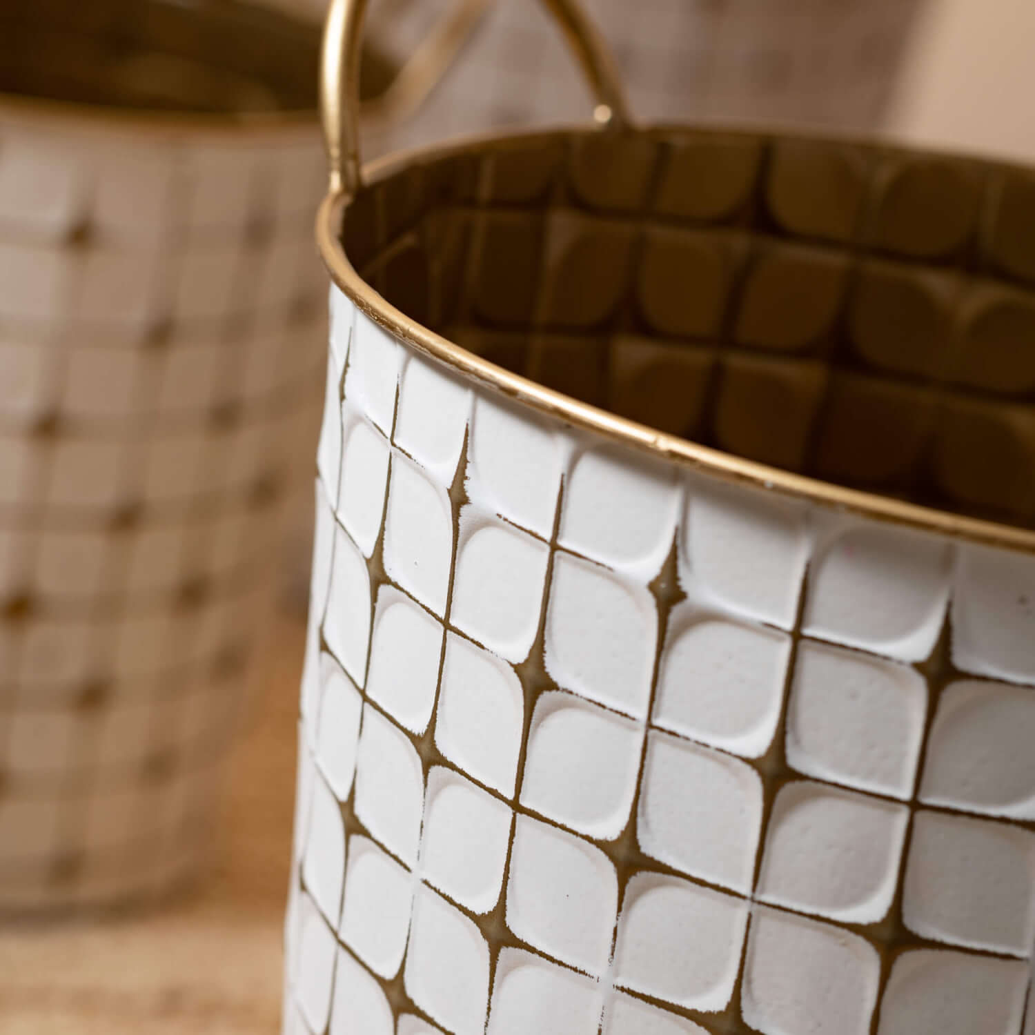 Gold and White Planter Bucket Set Elevate Home Decor - Pots & Planters