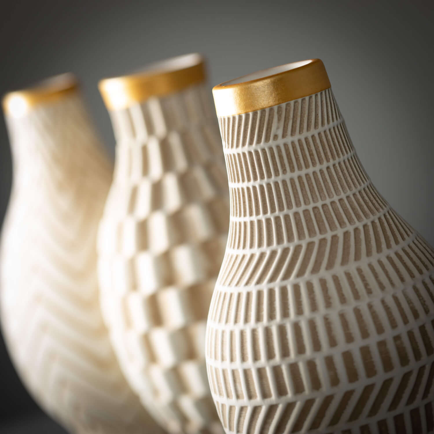 Gold Trimmed Geometric Vases by Elevate Home Decor - Vases