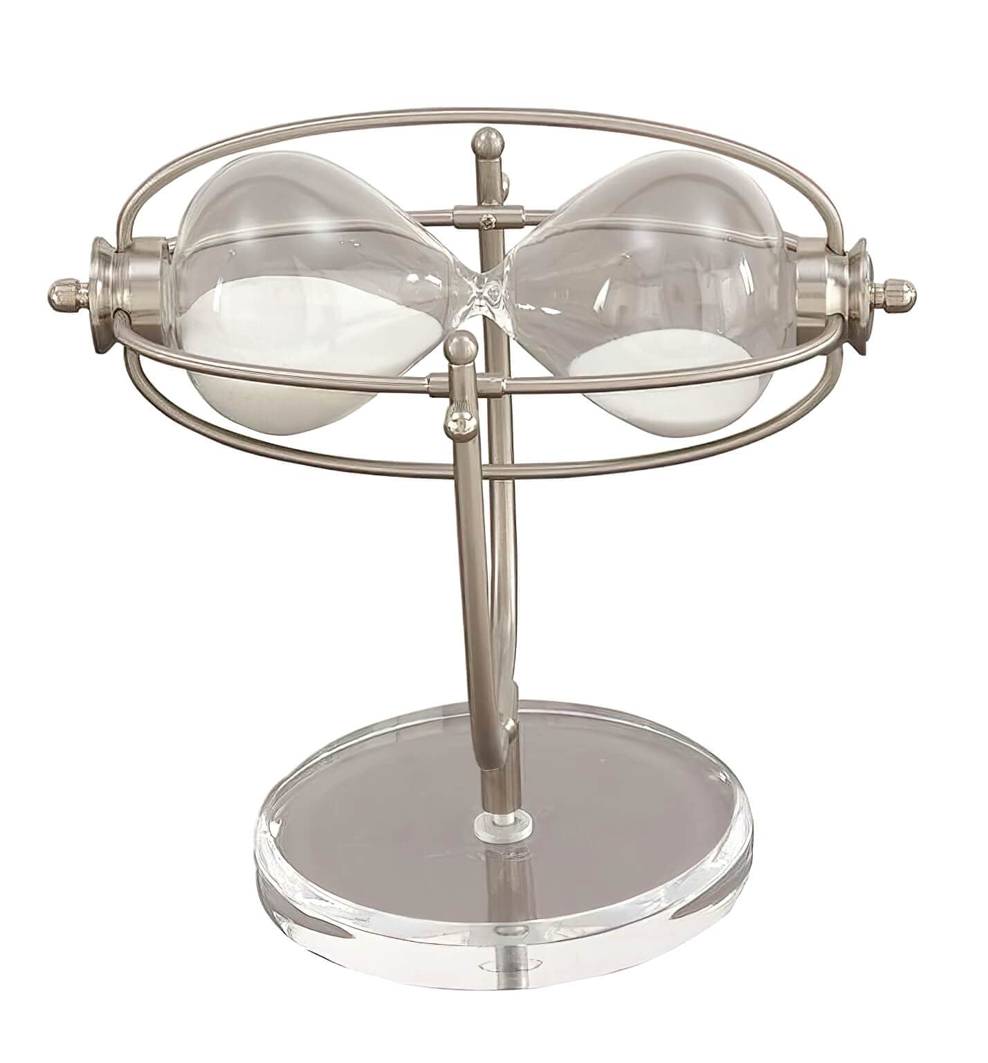 Gunmetal or Silver Color White Sand Hourglass Elevate Home Decor - Hourglasses