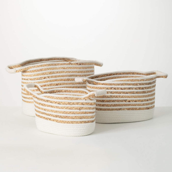 Handled Natural Woven Basket Set
