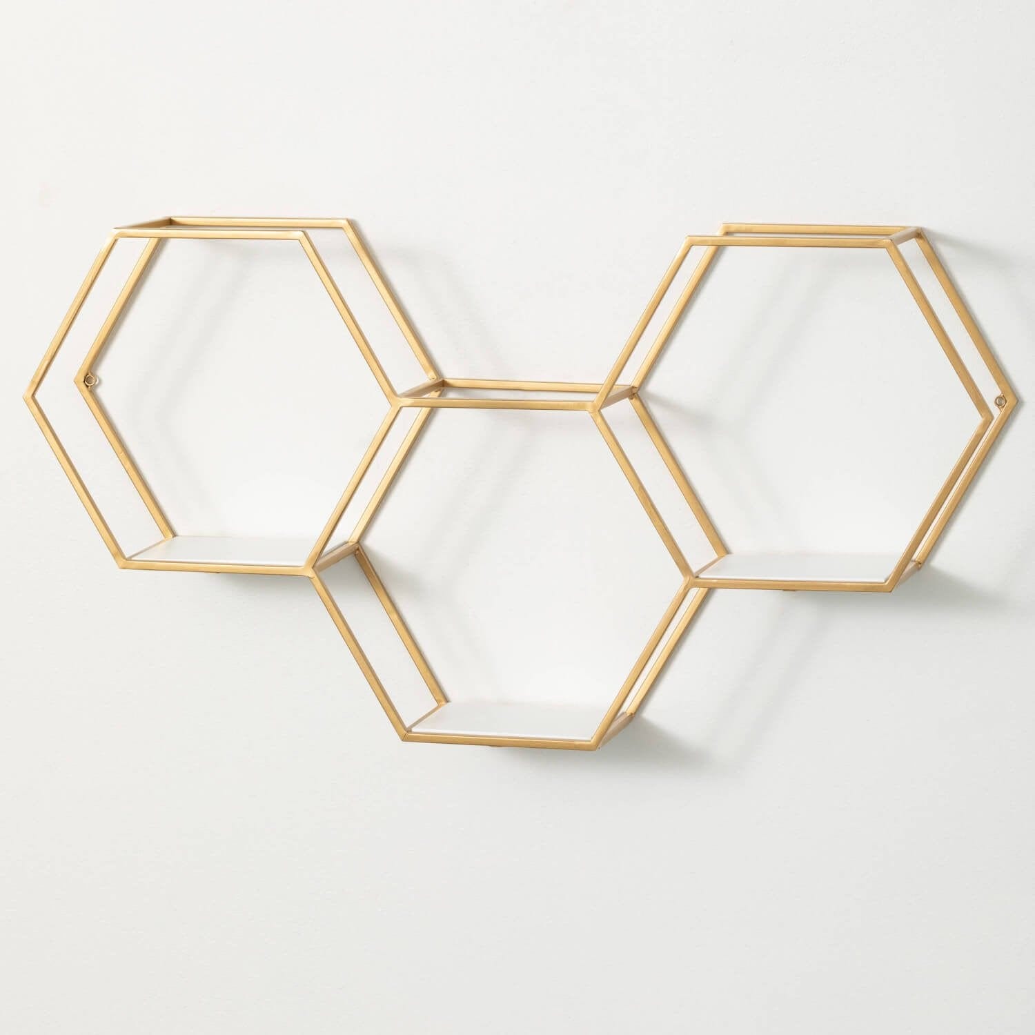 Hexagonal Gold Metal Wall Shelf Elevate Home Decor - Shelves