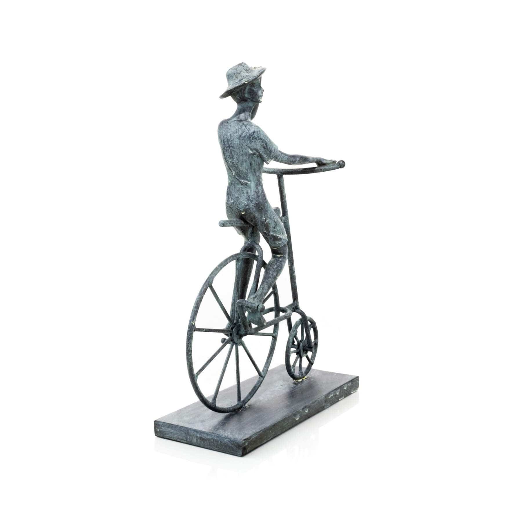 Lady on Bicycle Polystone Sculpture Elevate Home Decor - Sculptures & Statues
