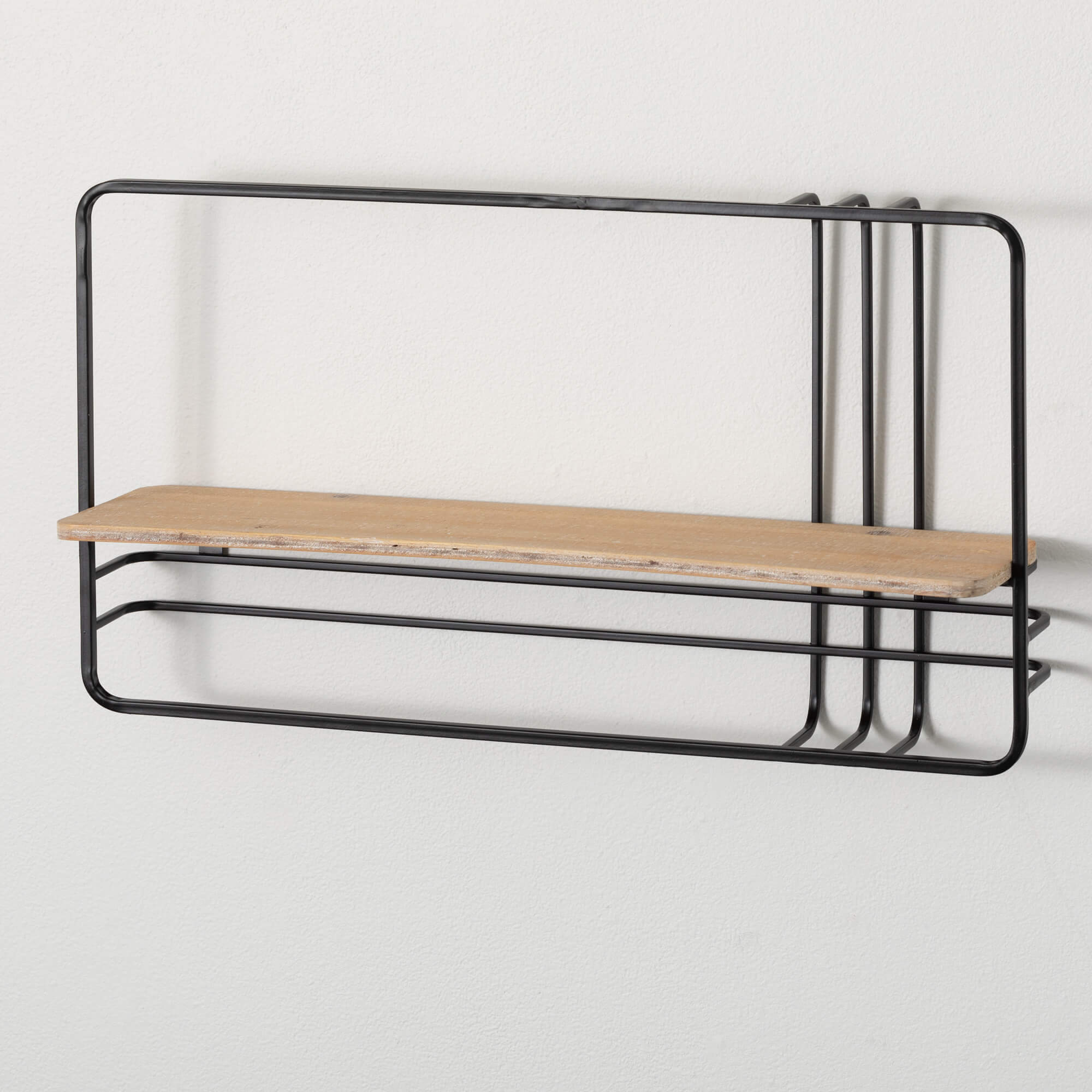 Metal Framed Wooden Wall Shelf Elevate Home Decor - Shelves