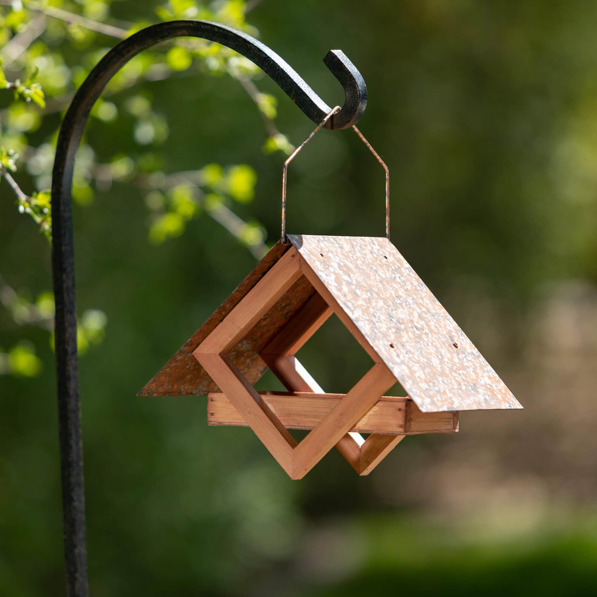 Modern Wood Hanging Bird Feeder Trio Elevate Home Decor - Outdoors