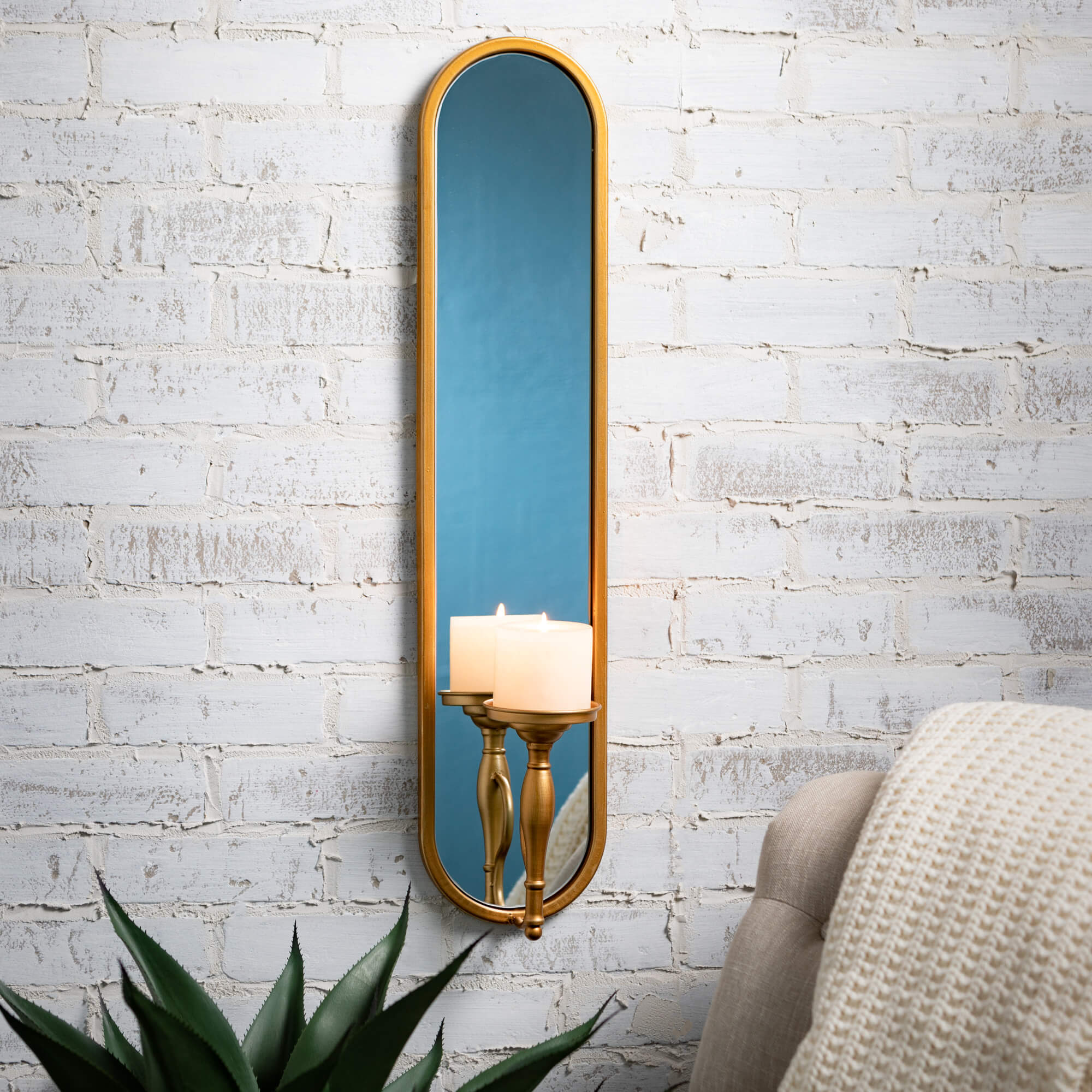 Oblong Mirrored Wall Sconce Elevate Home Decor - Sconces