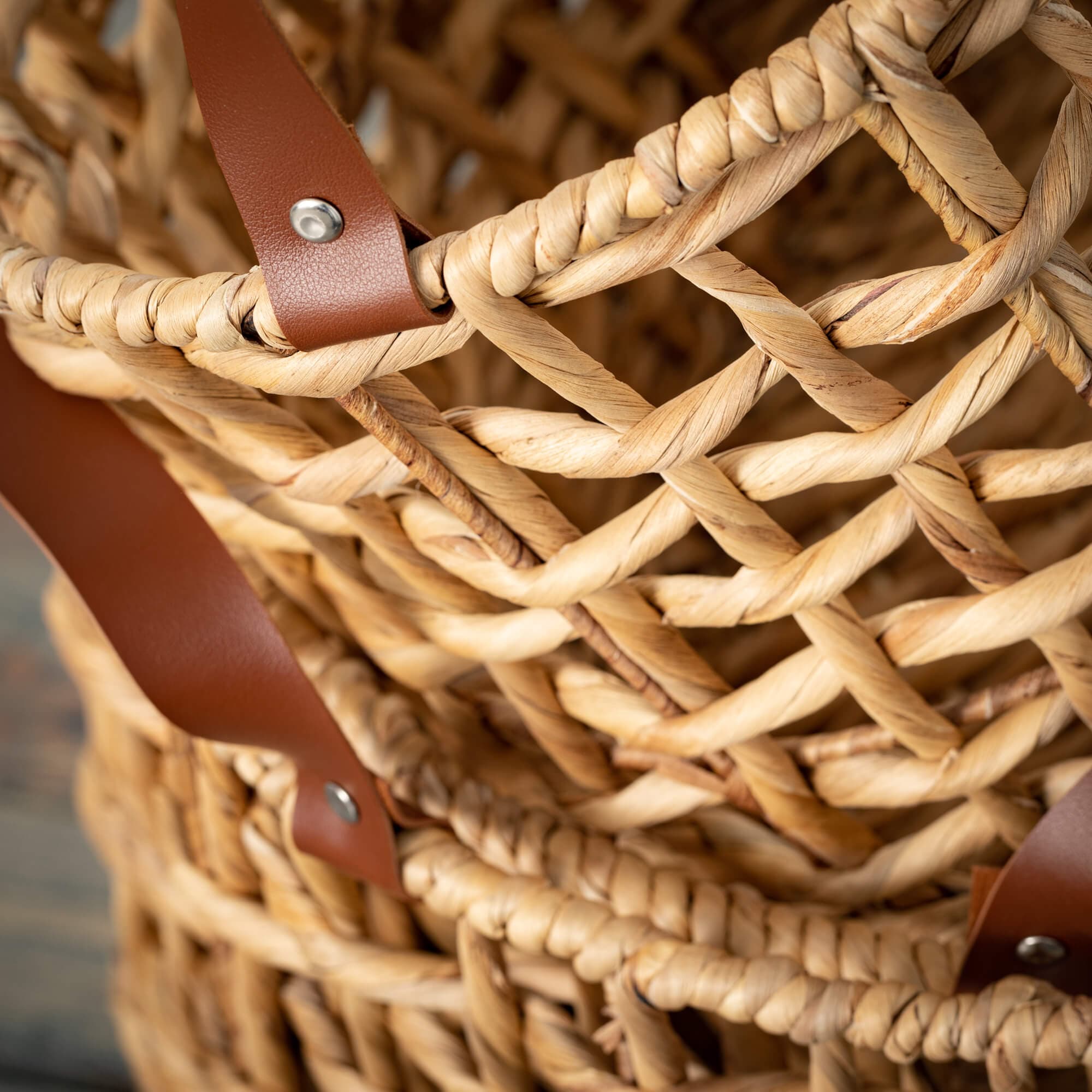 Open Weave Handled Basket Set Elevate Home Decor - Baskets