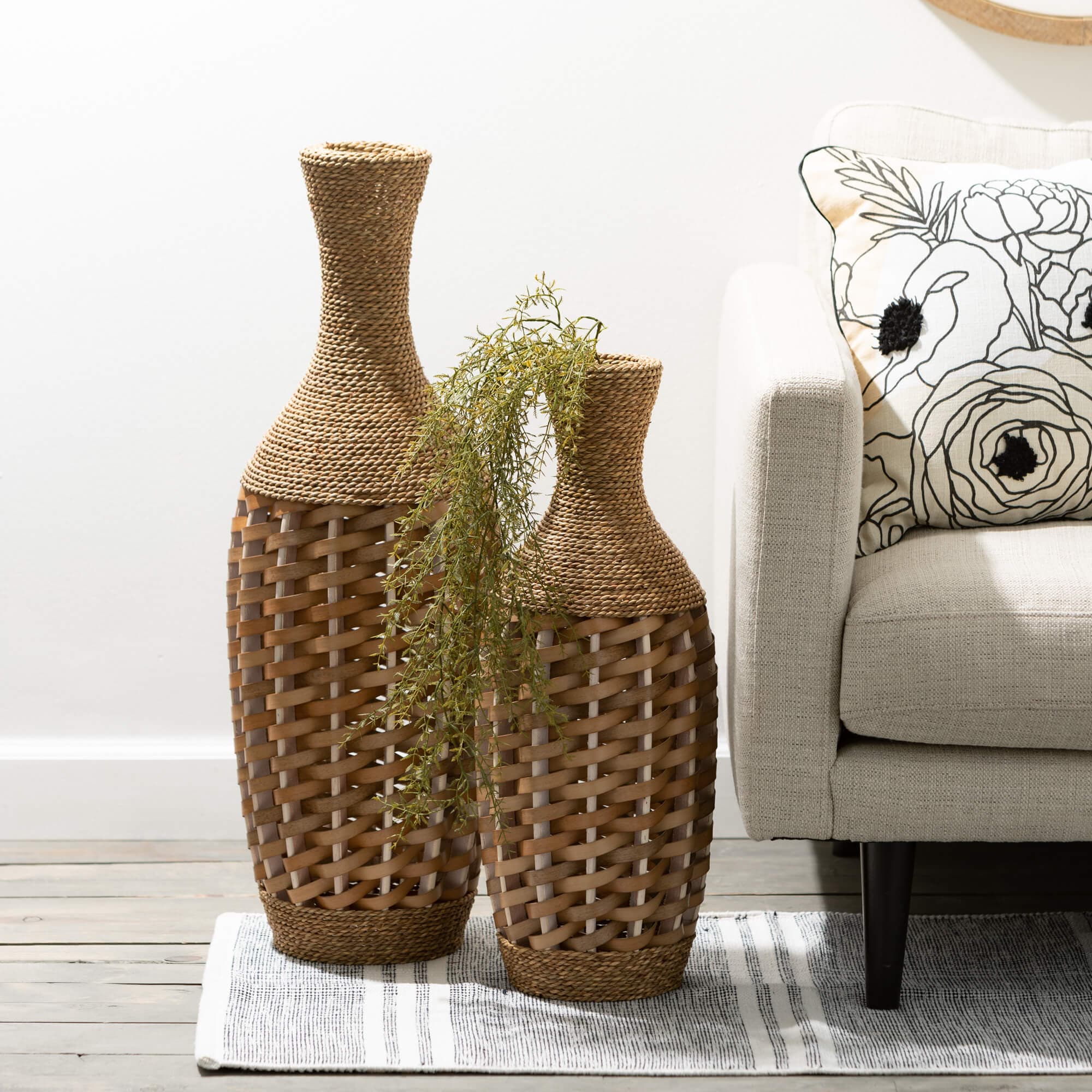 Organic Woven Rattan Vases Elevate Home Decor - Vases