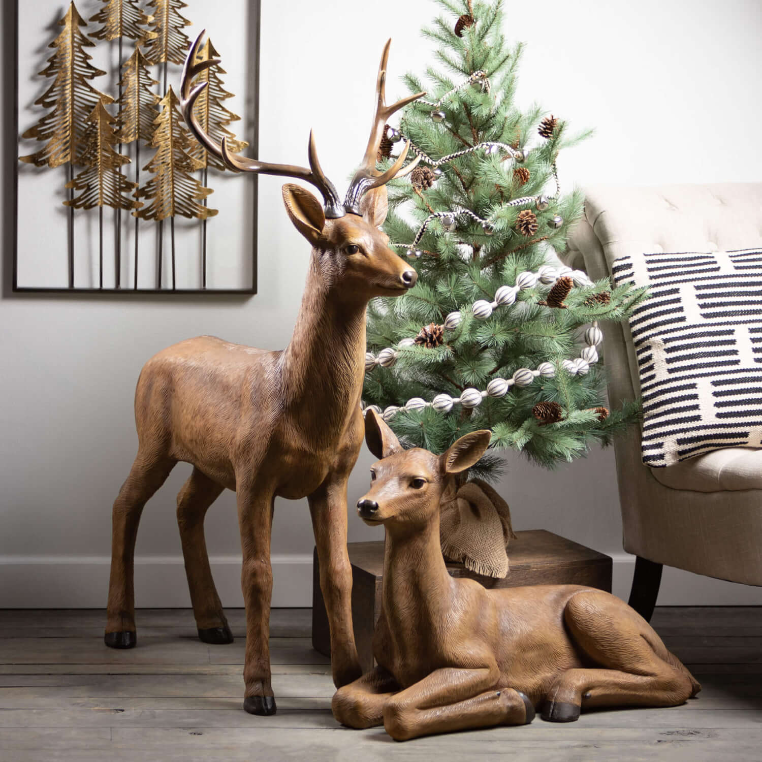 Peaceful 4' Deer Figurines Elevate Home Decor - Figurines