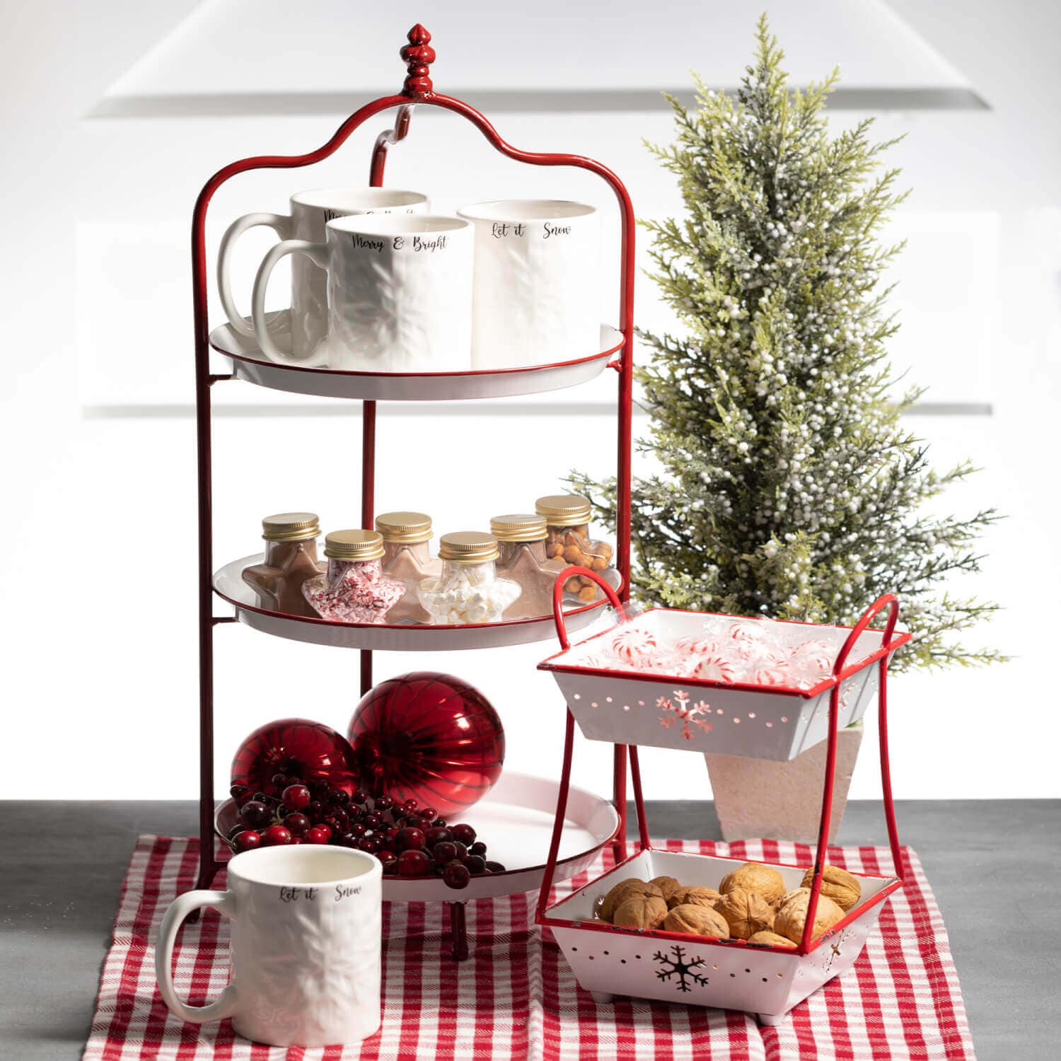 Potted Pine & Berry Tree Set Elevate Home Decor -