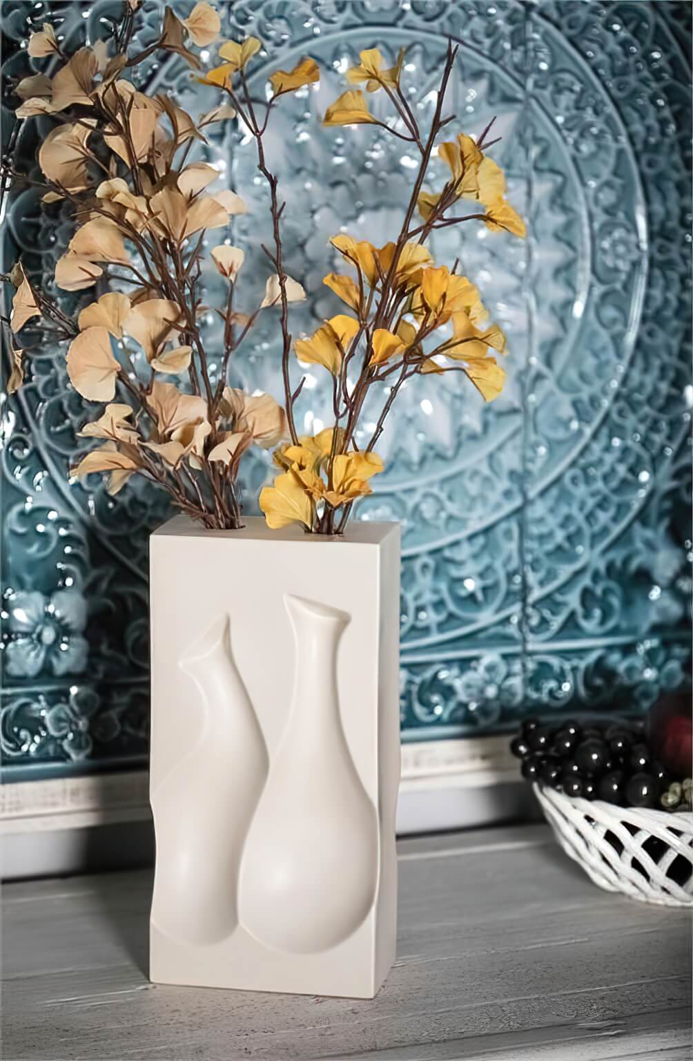Powder White Ceramic Vase Elevate Home Decor - Vases