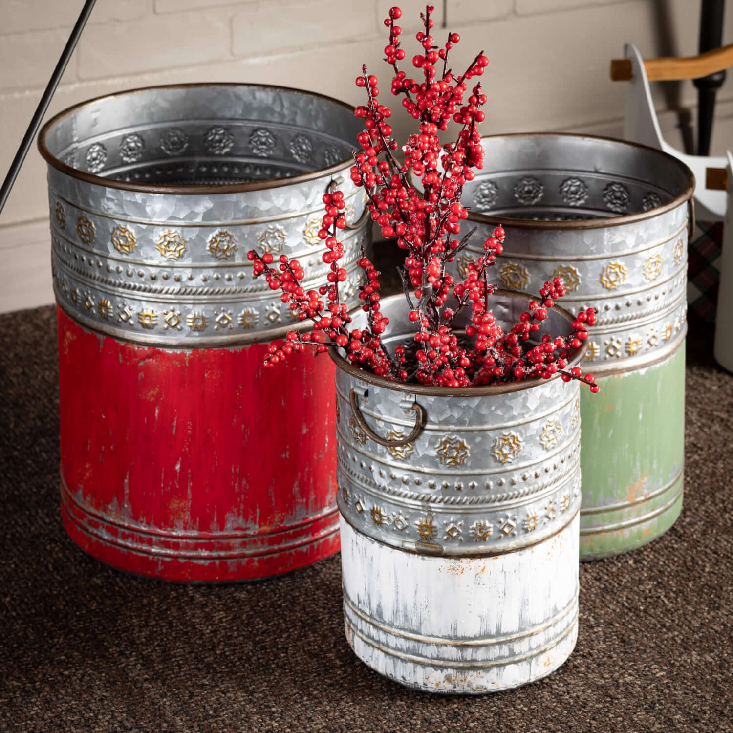 Red Green and White Container Set Elevate Home Decor - Pots & Planters