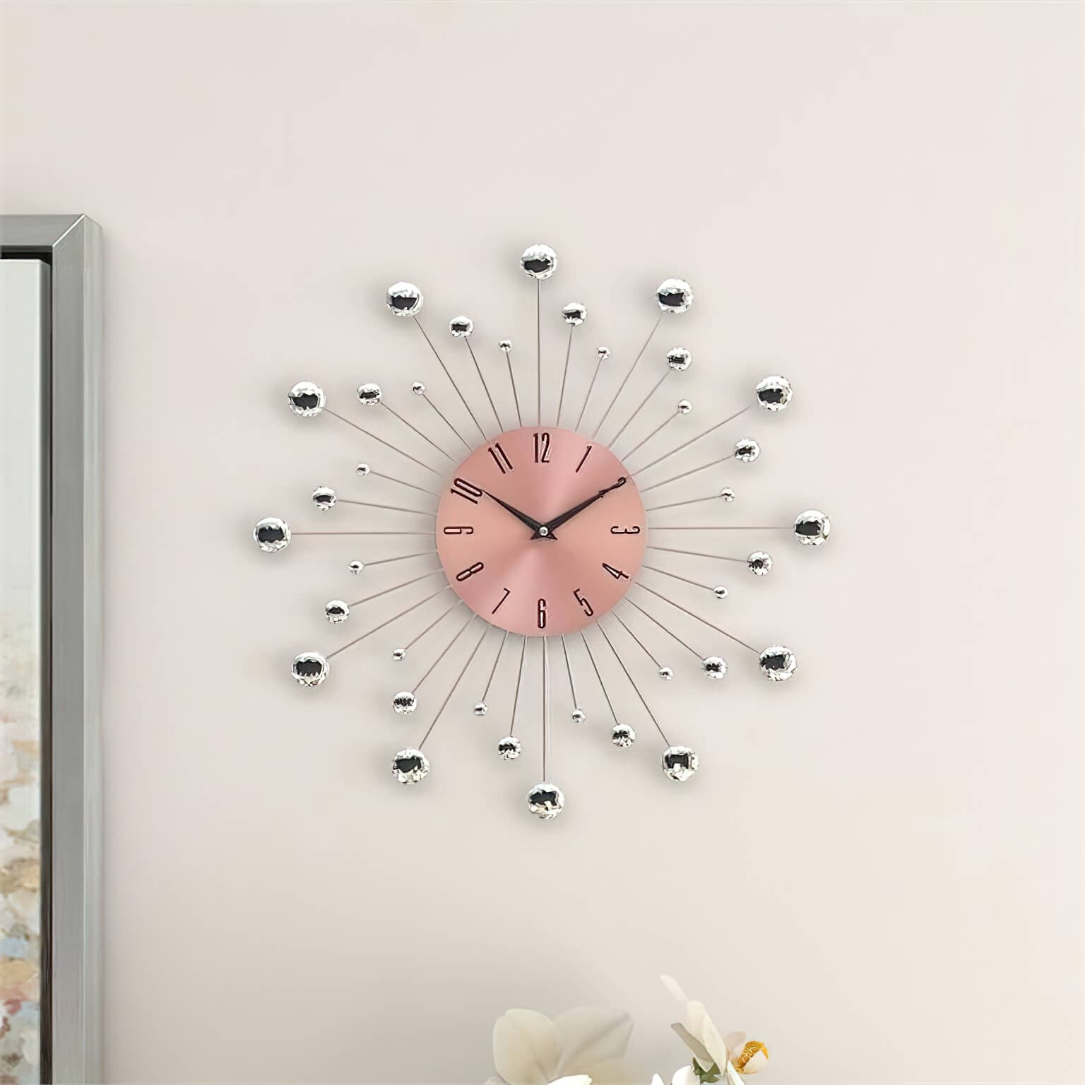Rouge Pink Glam Metallic Wall Clock Elevate Home Decor - Wall Clocks