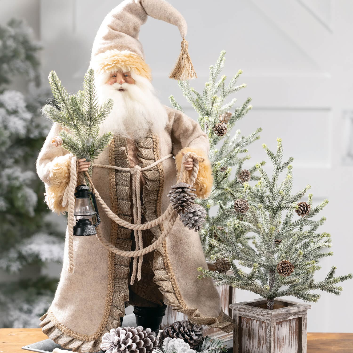 Santa With Oil Lamp Figurine Elevate Home Decor - Figurines