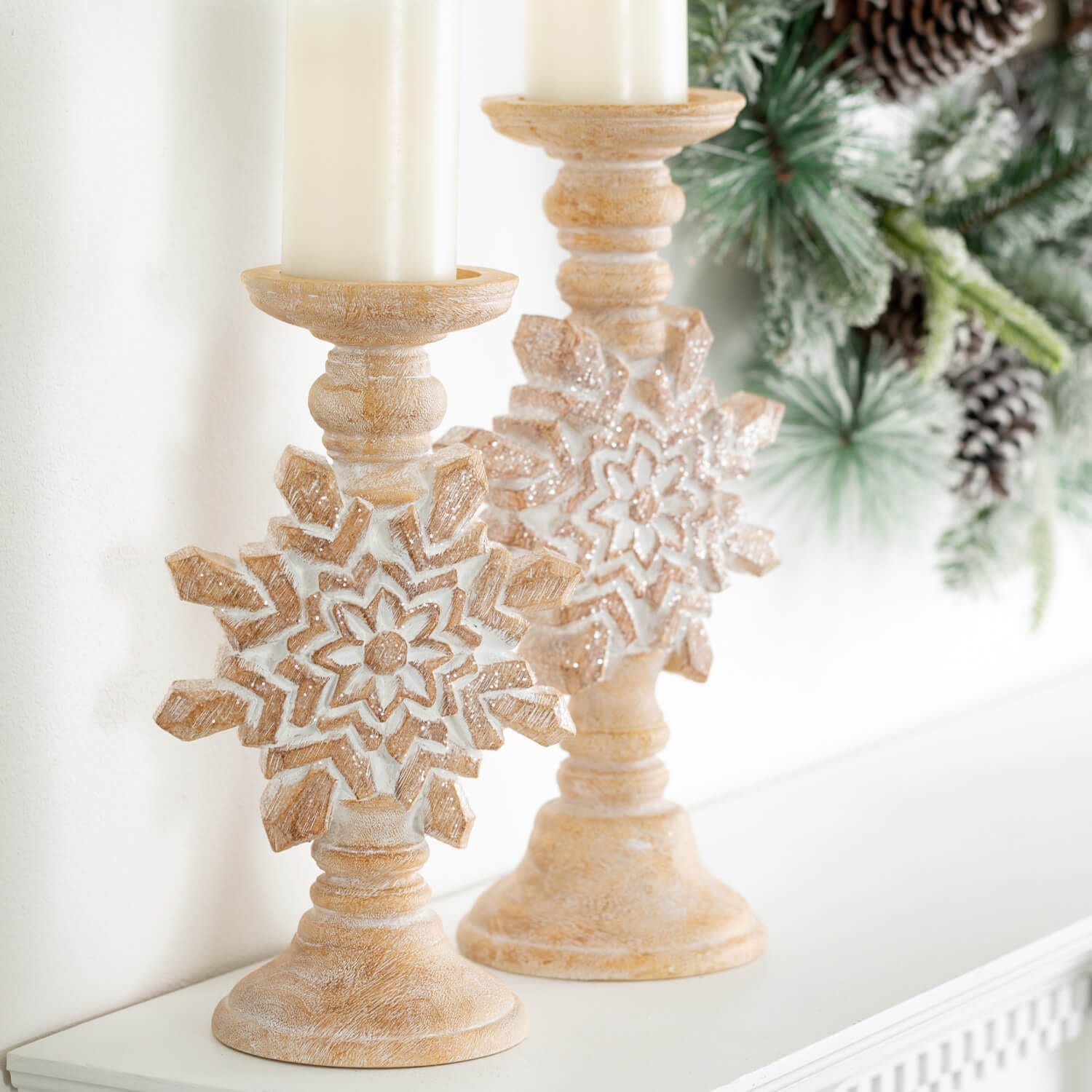 Snowflake Candle Holder Set Elevate Home Decor - Candle Holders