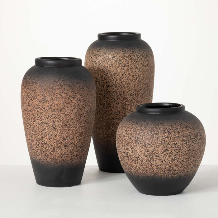 Speckled Cocoa Brown Vase Set 