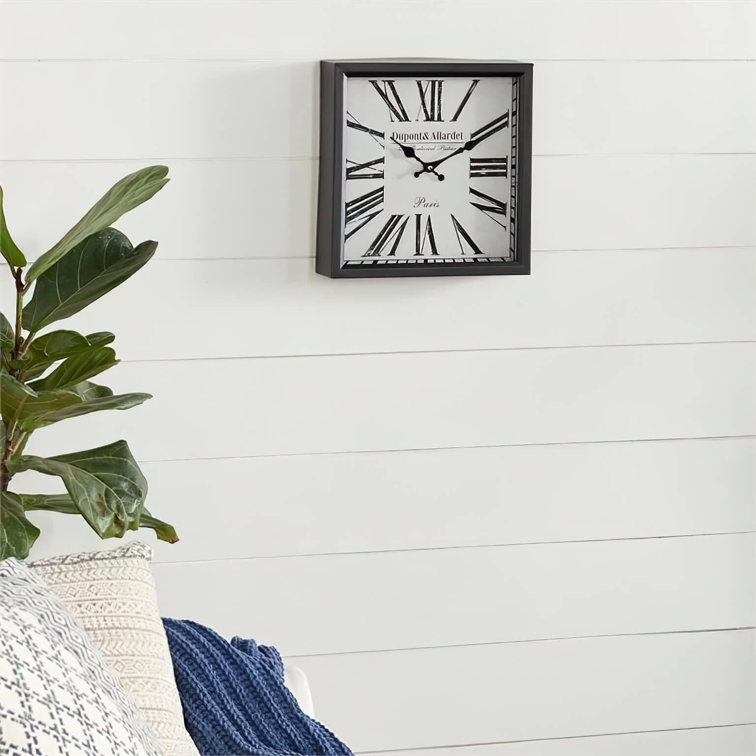 Square White & Black Wall Clock Elevate Home Decor - Wall Clocks
