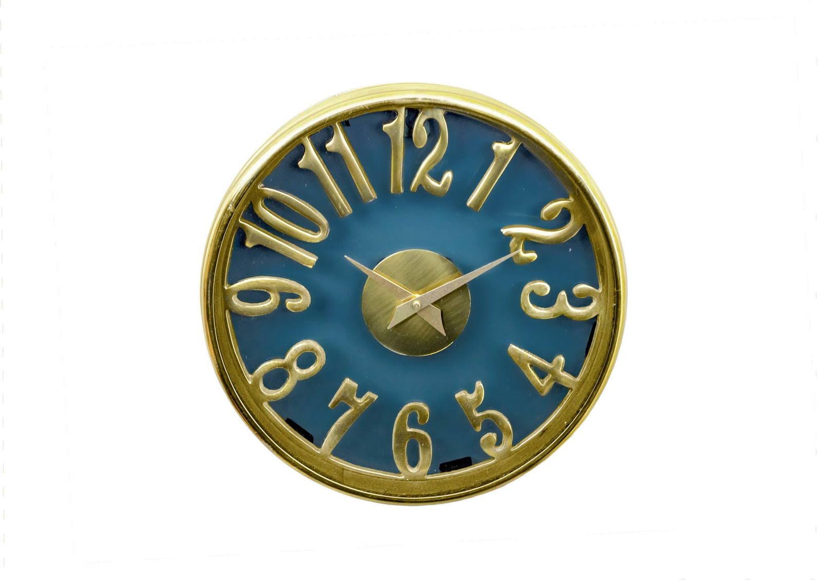 Stainless Steel Blue & Gold Wall Clock Elevate Home Decor - Wall Clocks