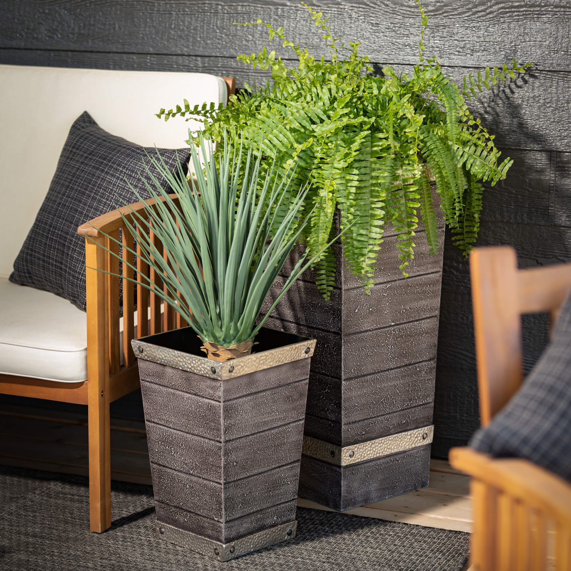 Trimmed Tapered Metal Planter Trio Elevate Home Decor - Outdoors