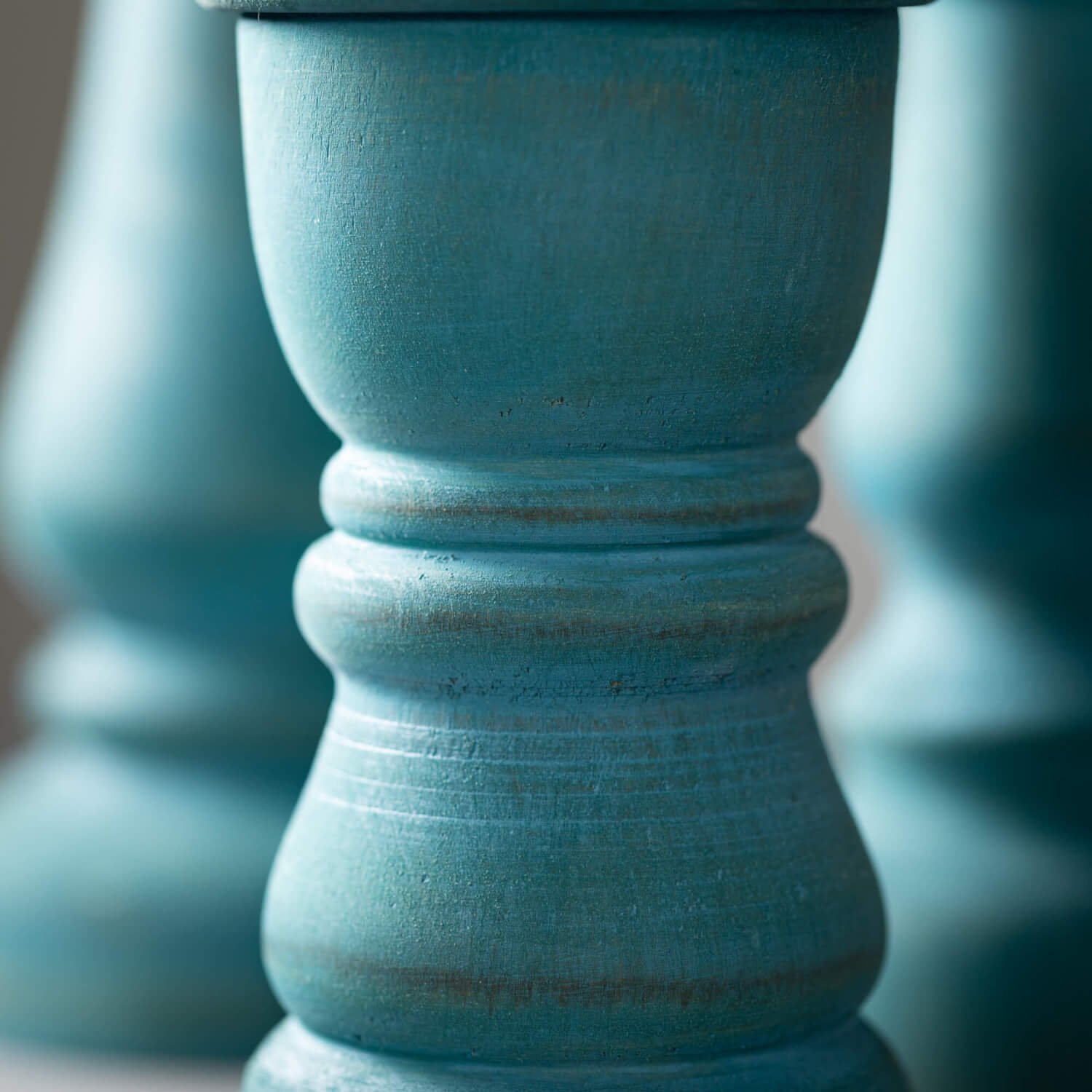 Turquoise Wood Pillar Candle Holders Elevate Home Decor - Candle Holders