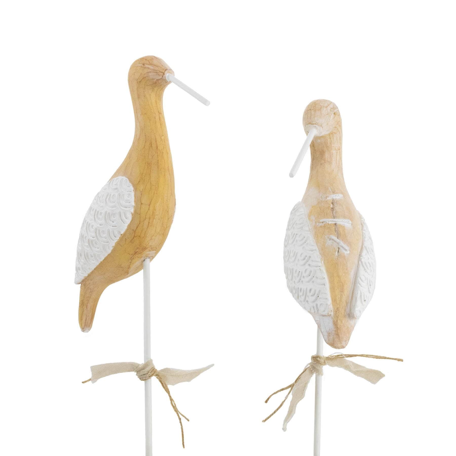 White & Beige Tall Bird Sculptures Elevate Home Decor - Sculptures & Statues