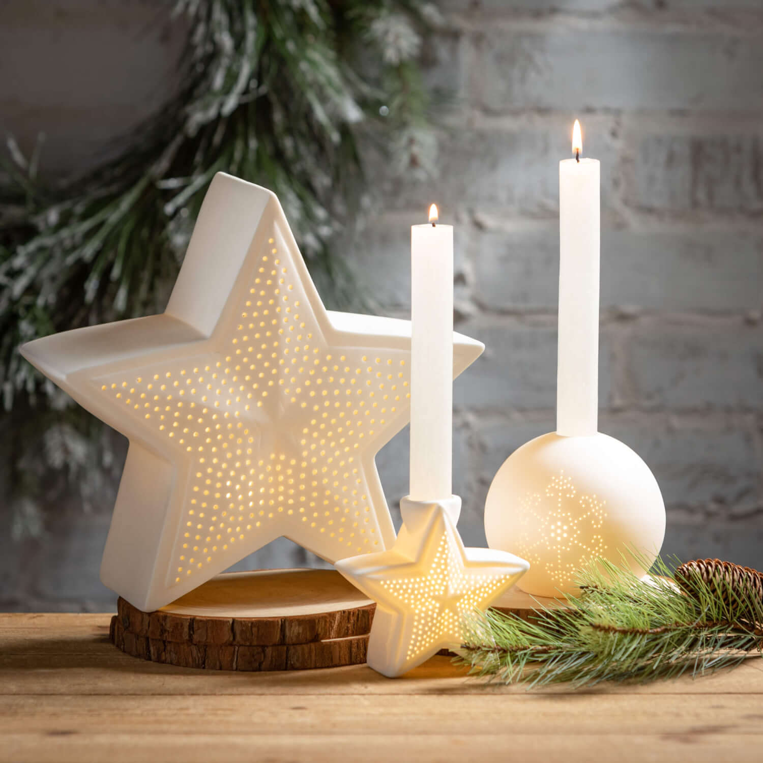 White Lighted Star Set Elevate Home Decor - Figurines