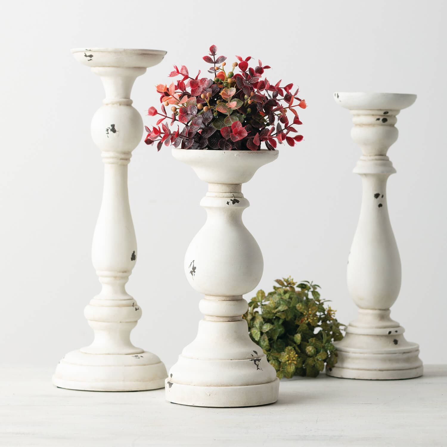 White Pillar Candle Holder Set by Elevate Home Decor - Candle Holders