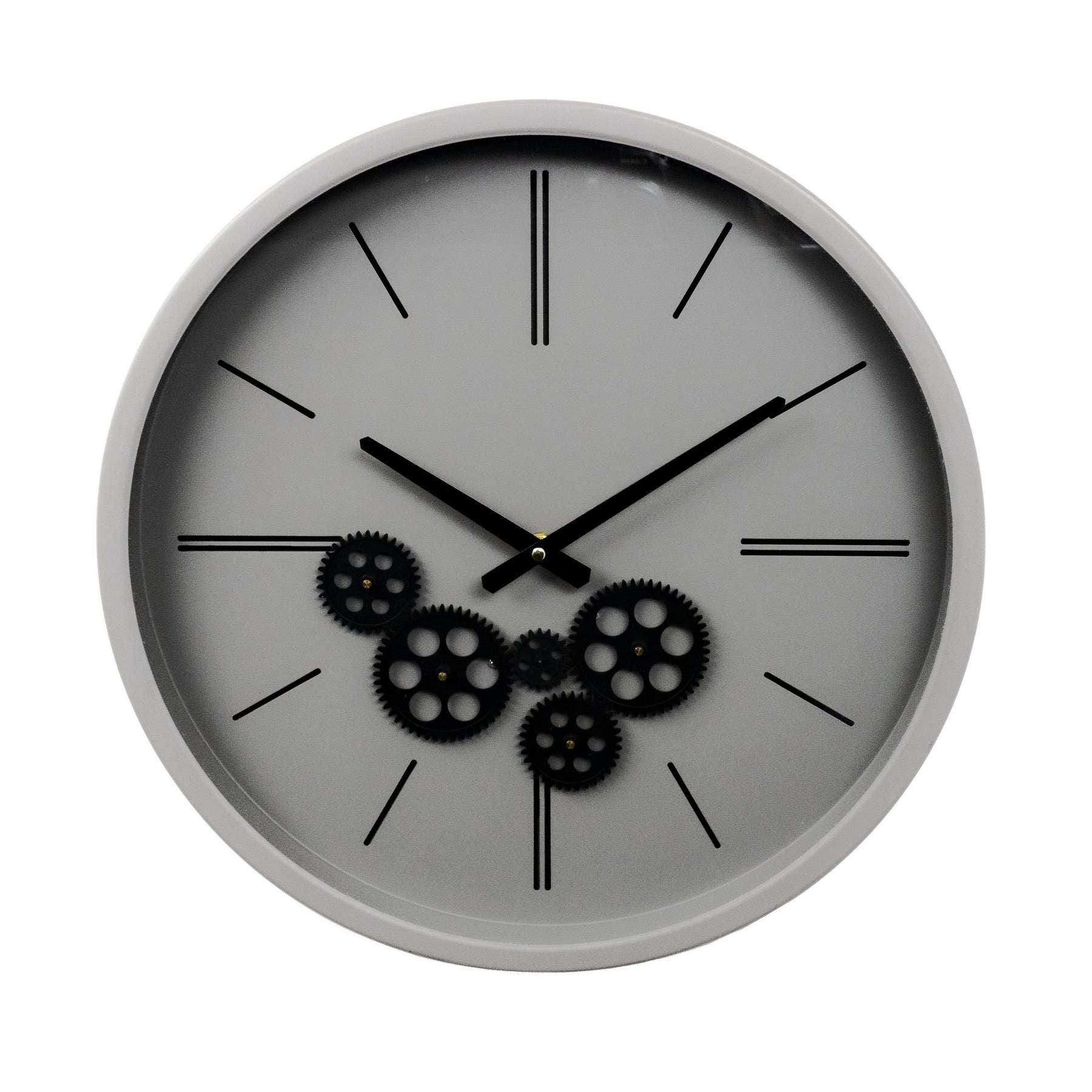 Working Gears Gray Metal Wall Clock Elevate Home Decor - Wall Clocks